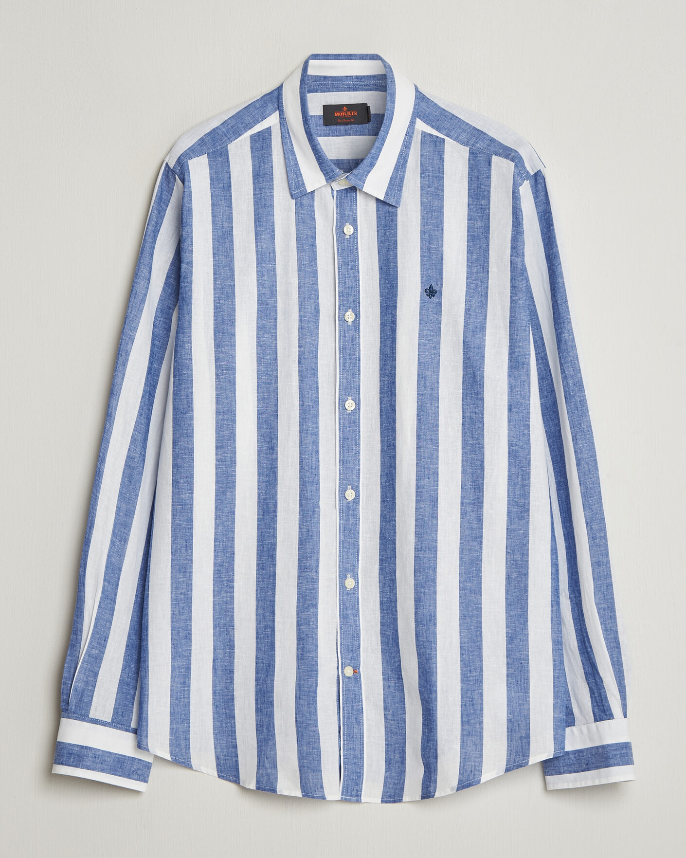Heren | Overhemden | Morris | Douglas Linen Striped Shirt Blue/White