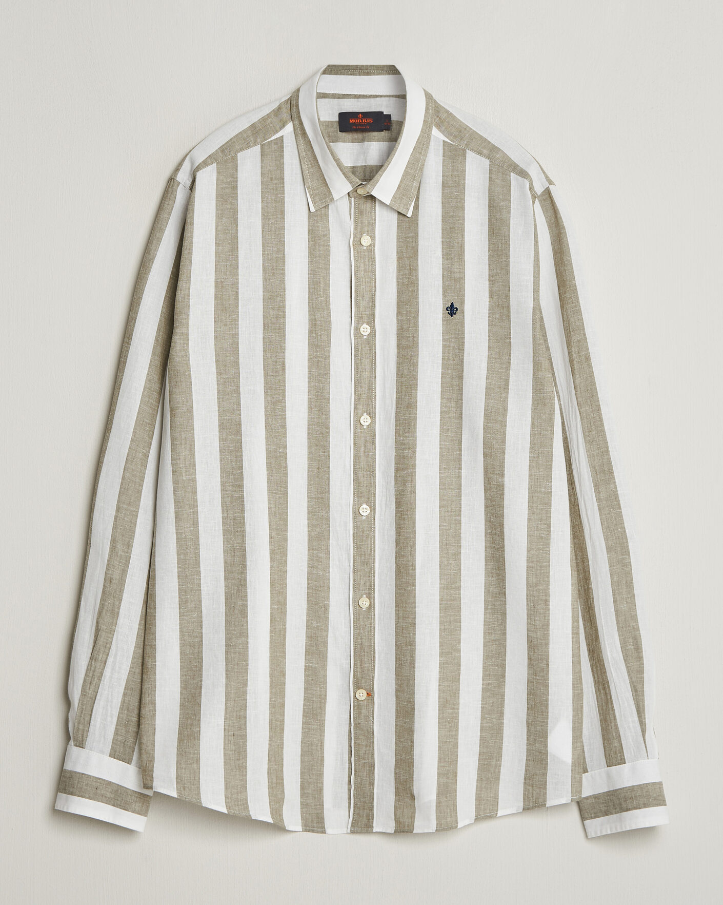 Homme | Chemises | Morris | Douglas Linen Striped Shirt Green/White