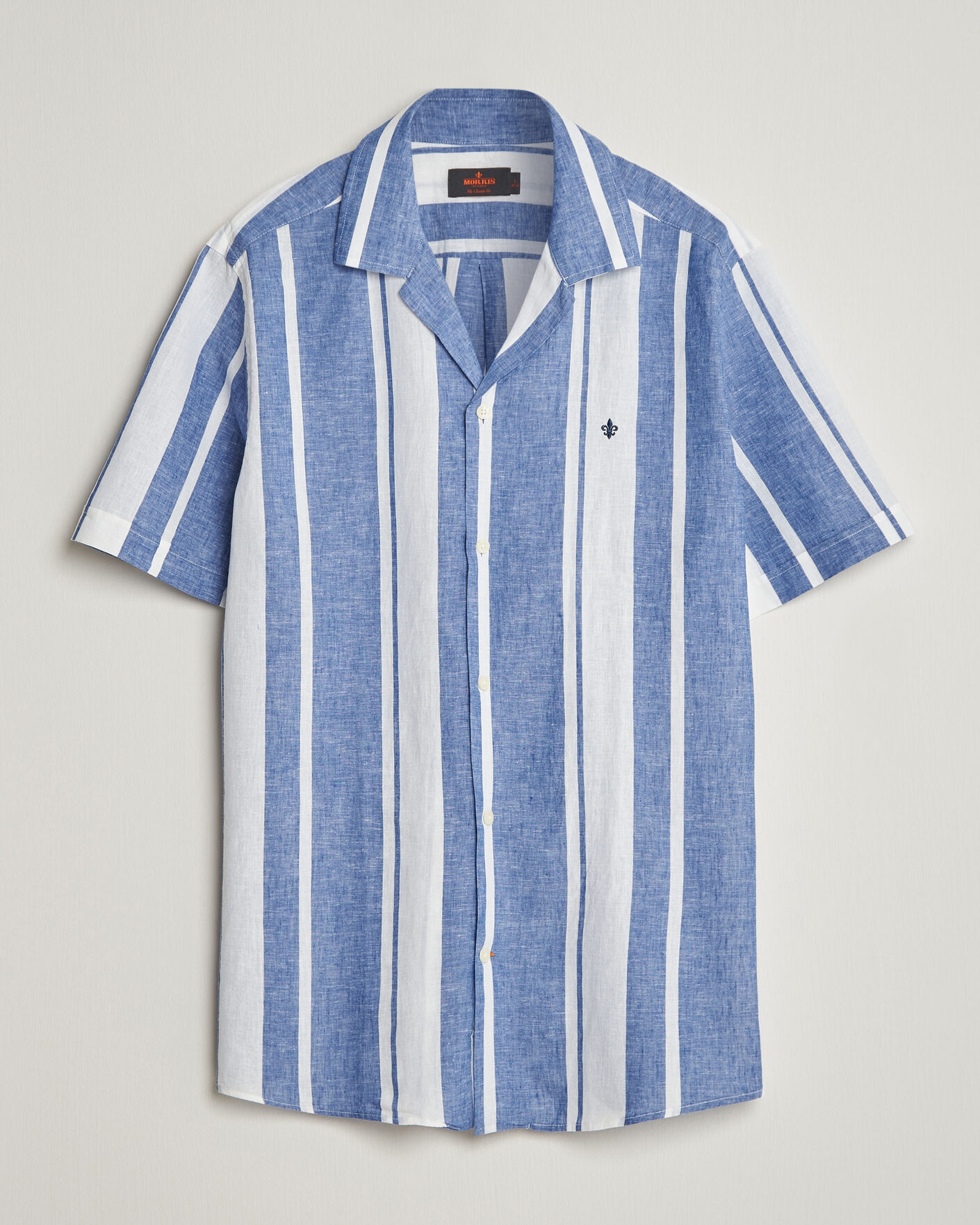 Heren | Overhemden | Morris | Resort Short Sleeve Linen Shirt Blue