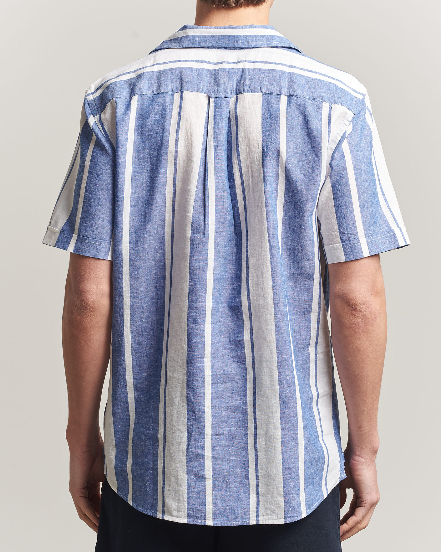 Homme | Chemises | Morris | Resort Short Sleeve Linen Shirt Blue