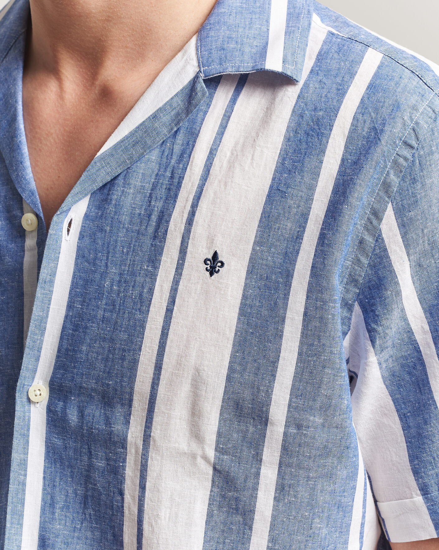Heren | Overhemden | Morris | Resort Short Sleeve Linen Shirt Blue