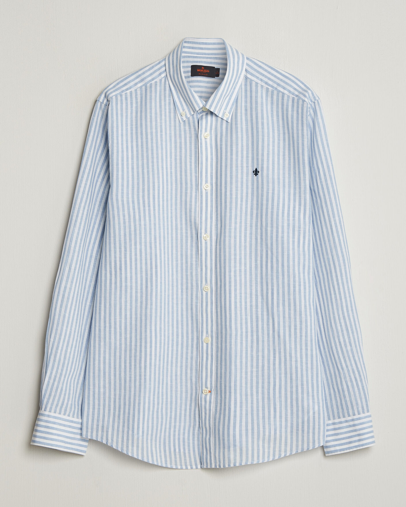 Heren | Overhemden | Morris | Douglas Striped Linen Shirt Blue/White