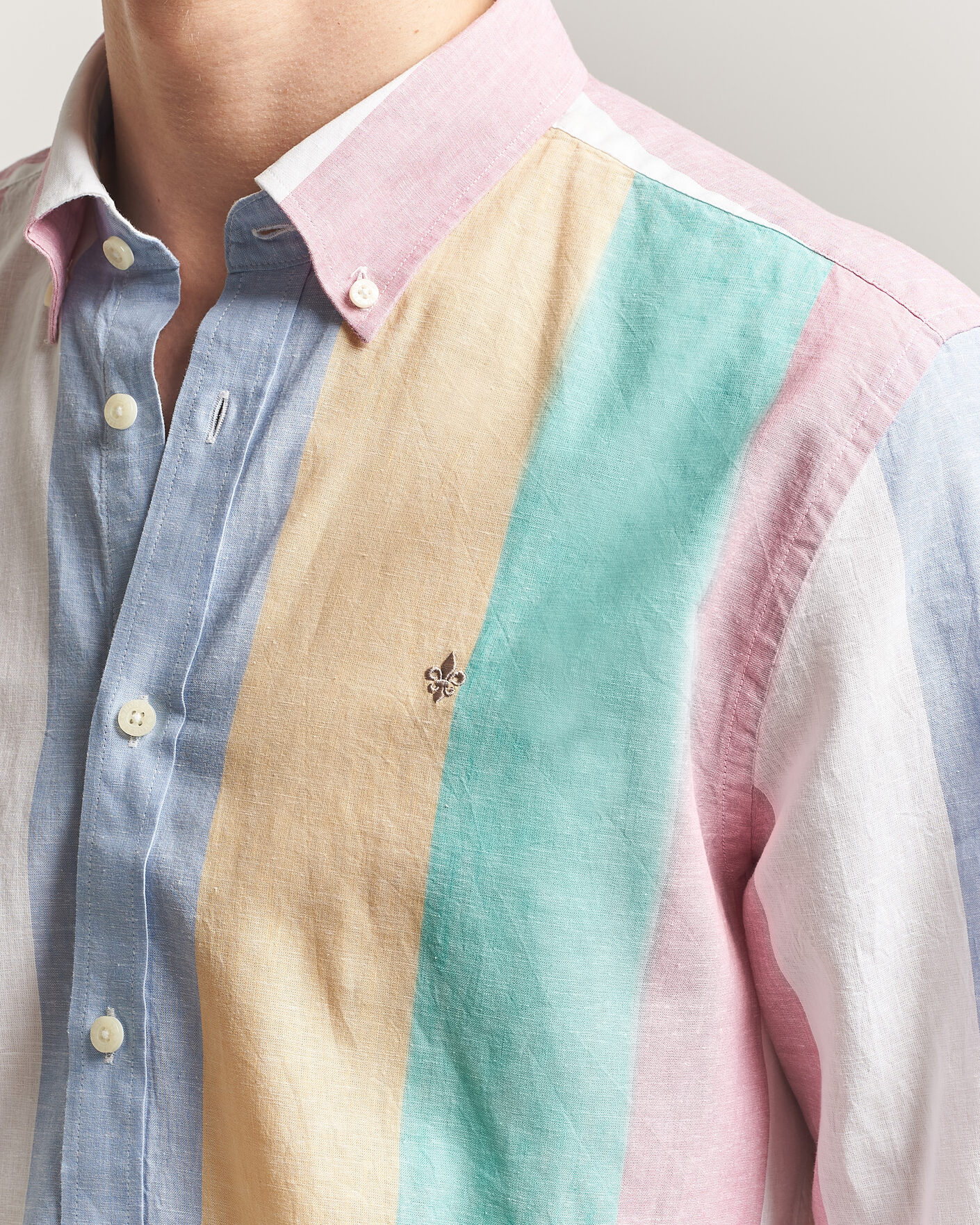 Heren | Overhemden | Morris | Happy Striped Linen Shirt Multi