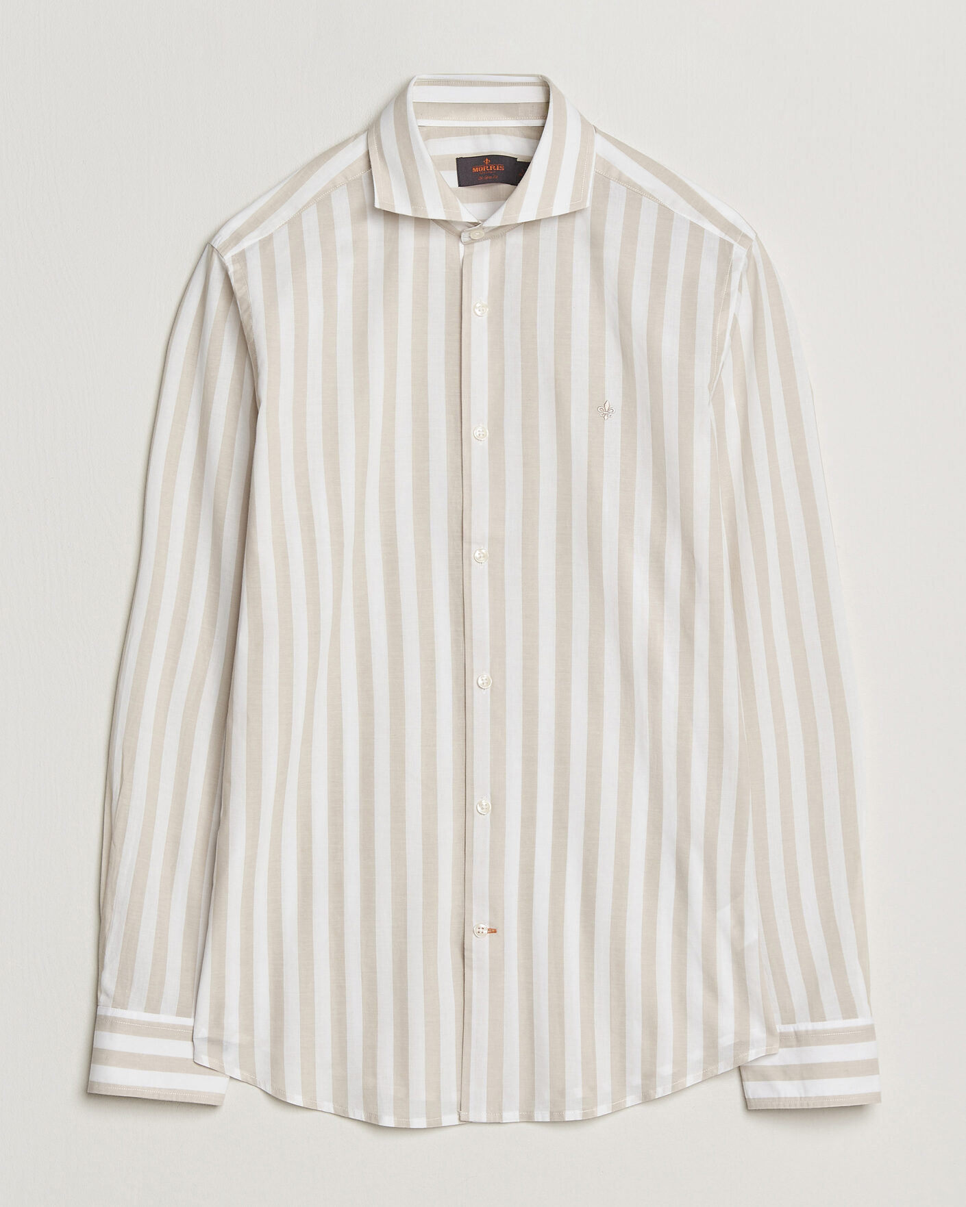 Heren | Overhemden | Morris | Summer Striped Lighweight Shirt Khaki/White