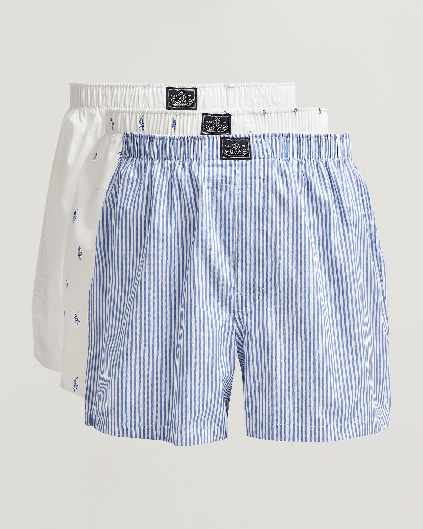 Homme | Sous-Vêtements Et Chaussettes | Polo Ralph Lauren | 3-Pack Woven Boxer White/Blue Stripe