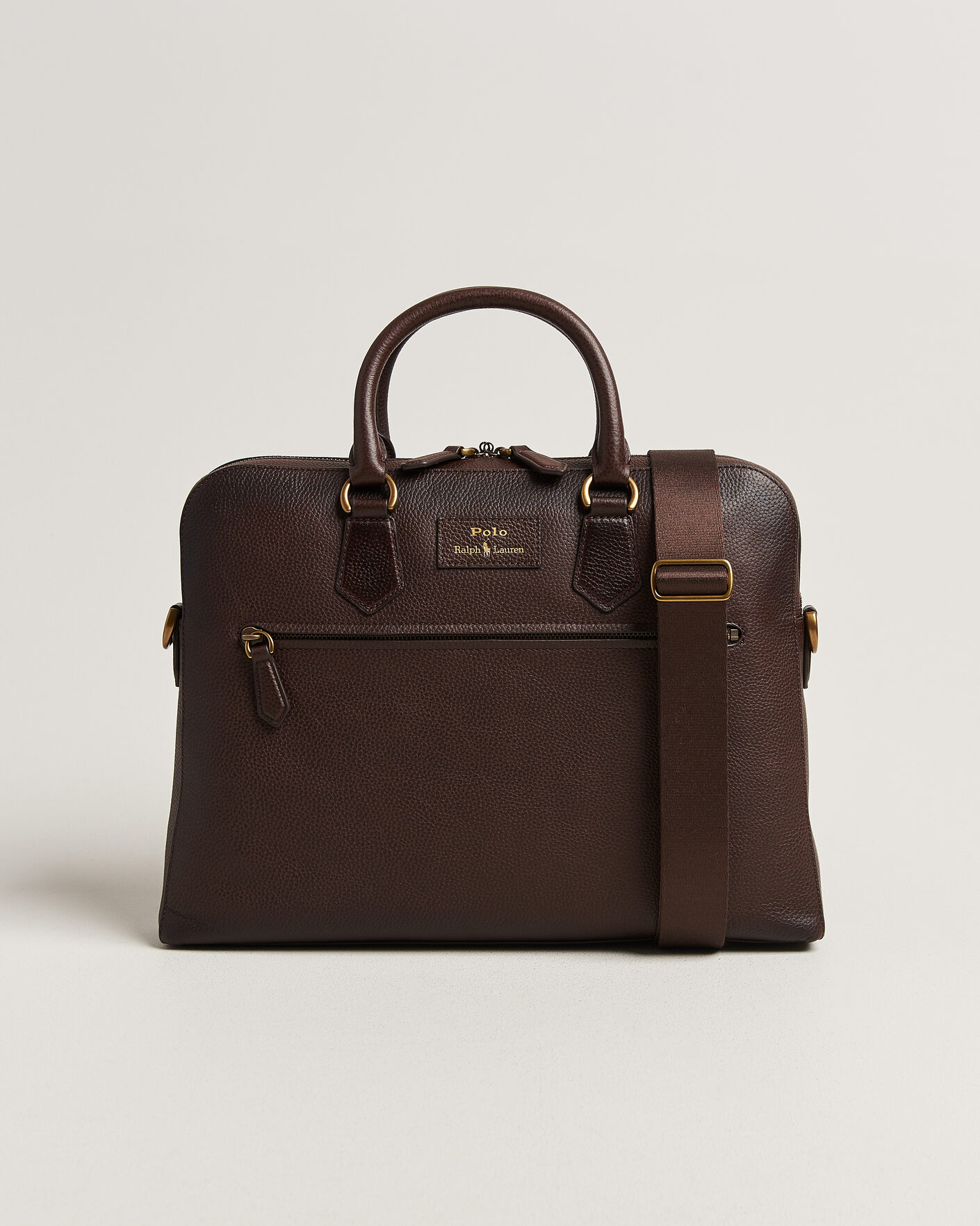 Heren | Tassen | Polo Ralph Lauren | Pebble Leather Briefcase Dark Brown