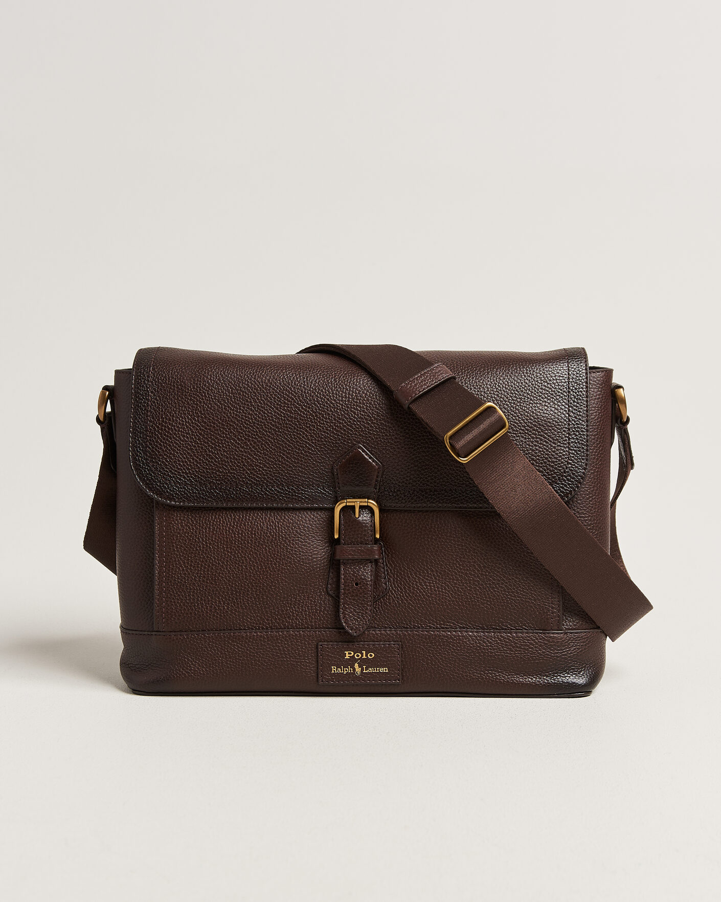 Homme | Sacs | Polo Ralph Lauren | Pebble Leather Messenger Bag Dark Brown