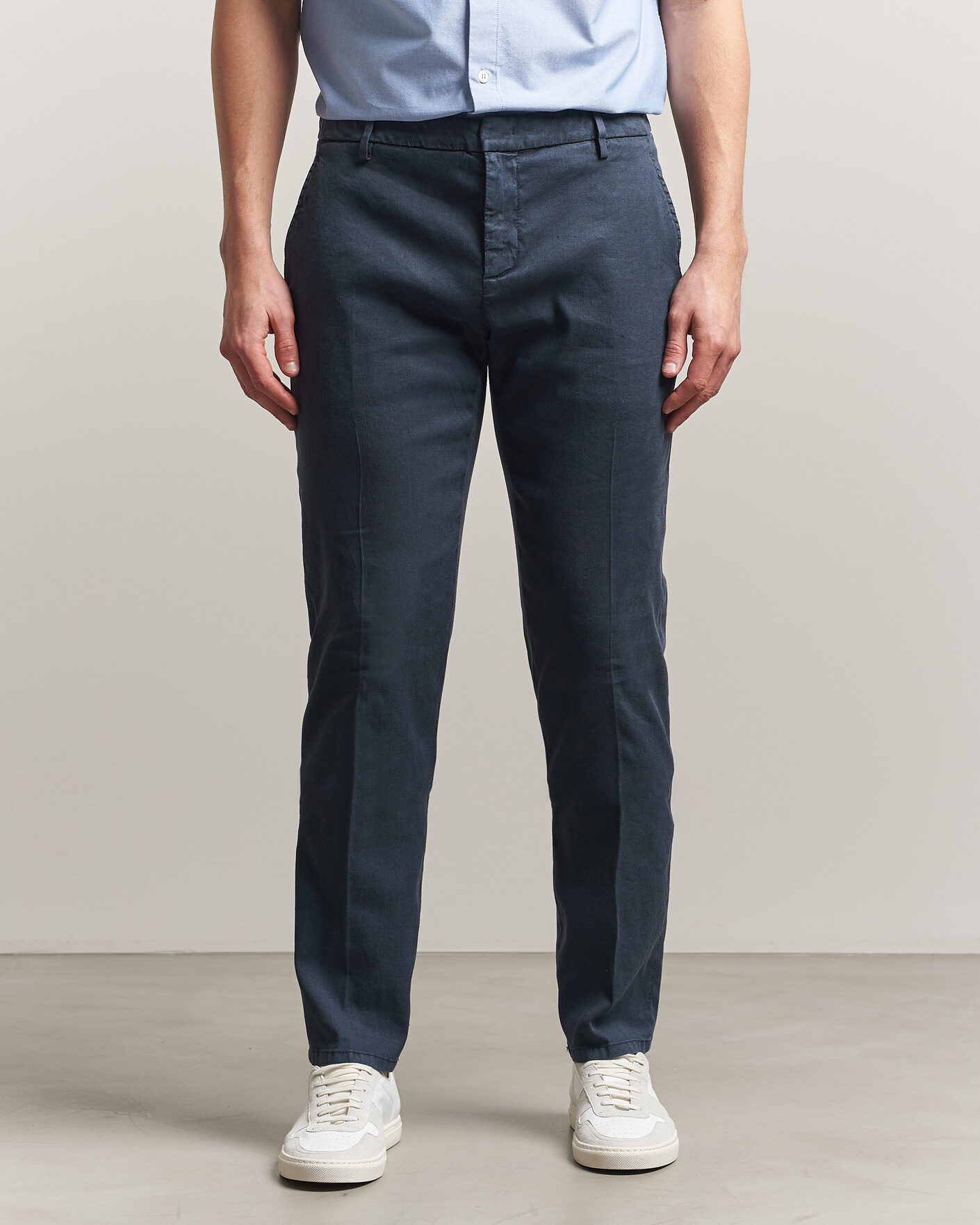 Heren | Broeken | Dondup | Spiritisimo Linen Stretch Chinos Navy