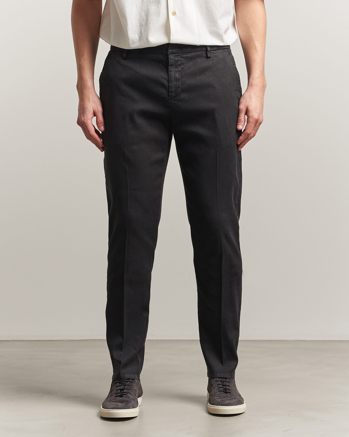 Heren | Broeken | Dondup | Spiritisimo Linen Stretch Chinos Black