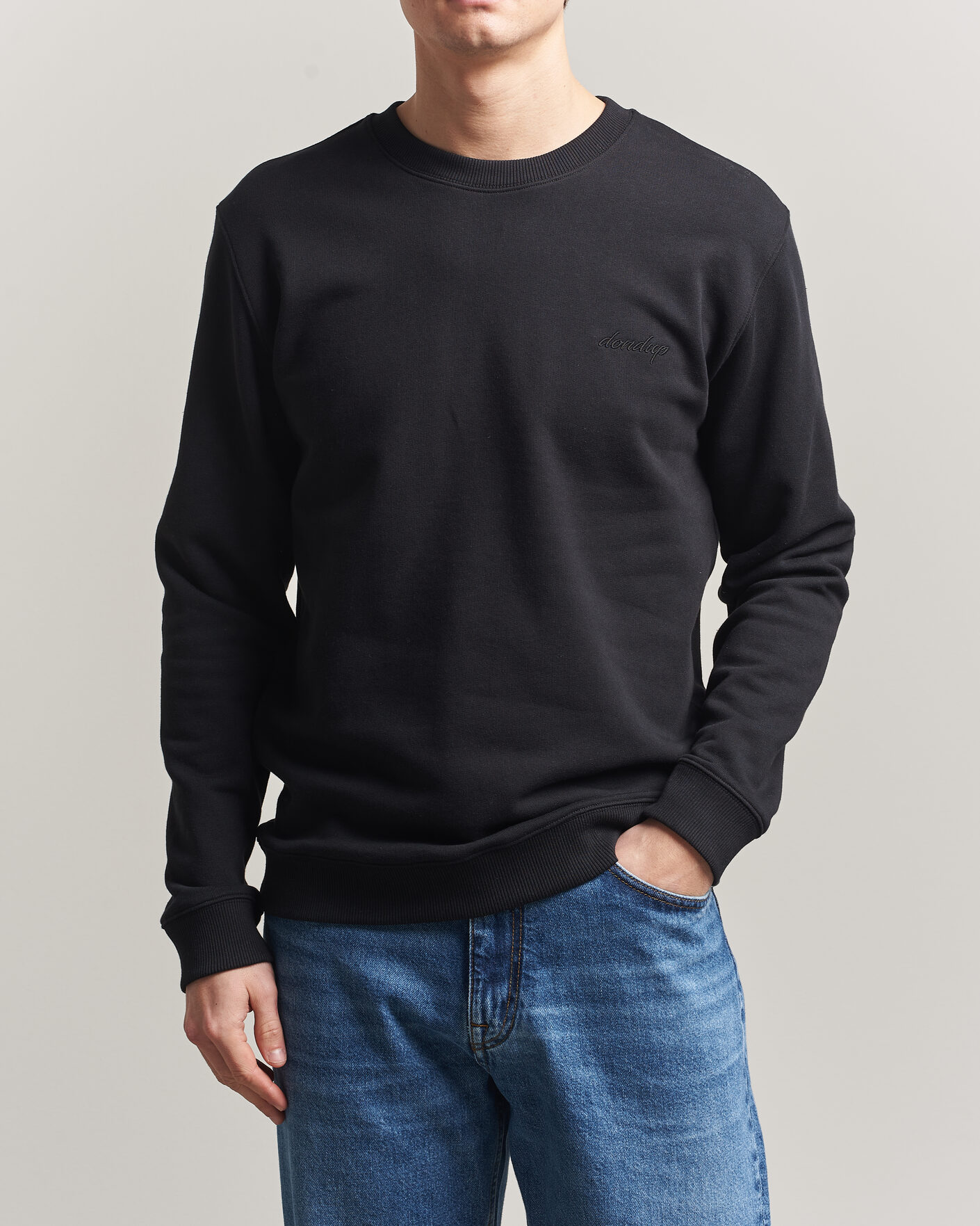Homme | Pulls Et Tricots | Dondup | Logo Crew Neck Sweatshirt Black