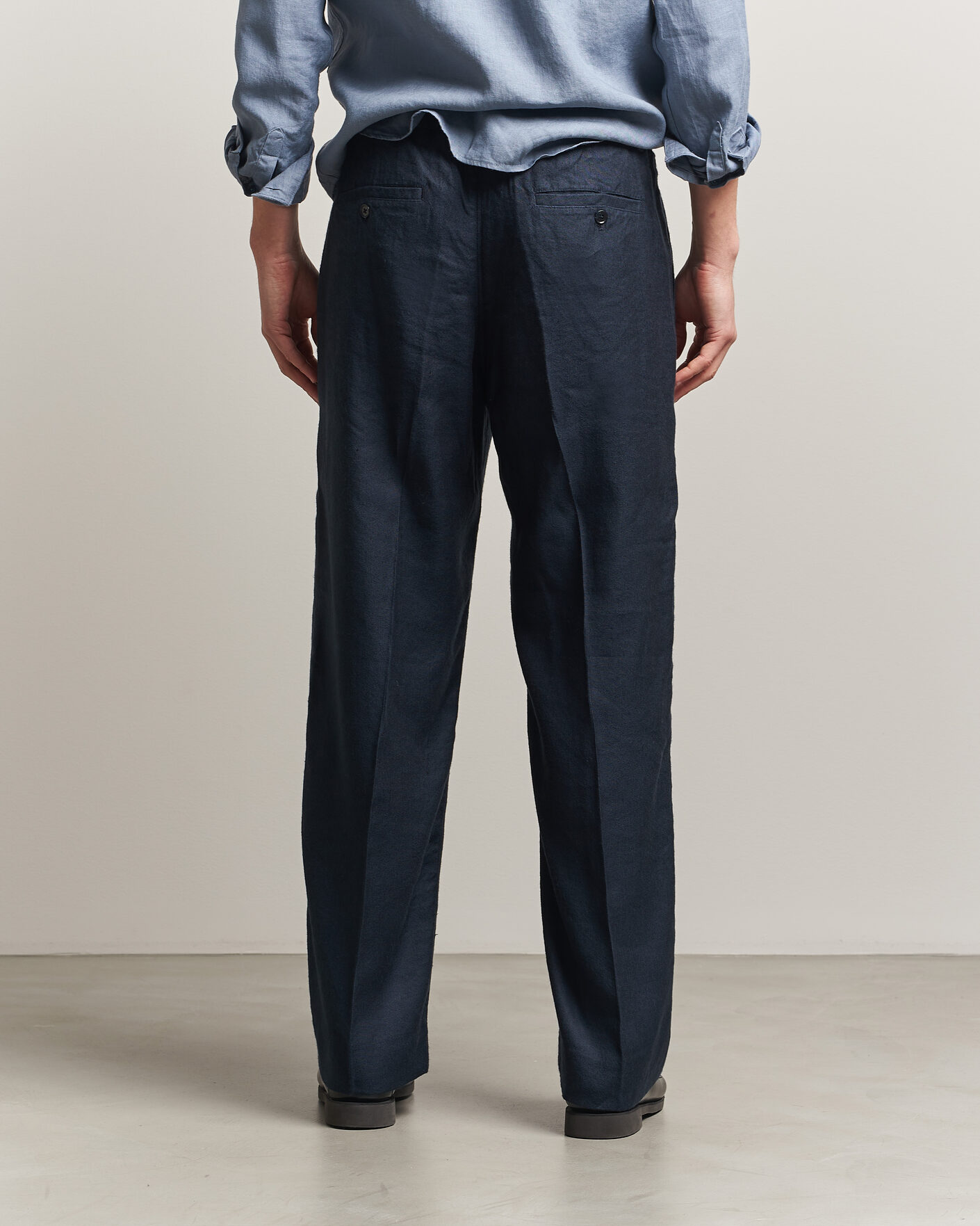 Homme | Pantalons | NN07 | Kay Linen/Viscose Drawstring Trousers Deep Navy
