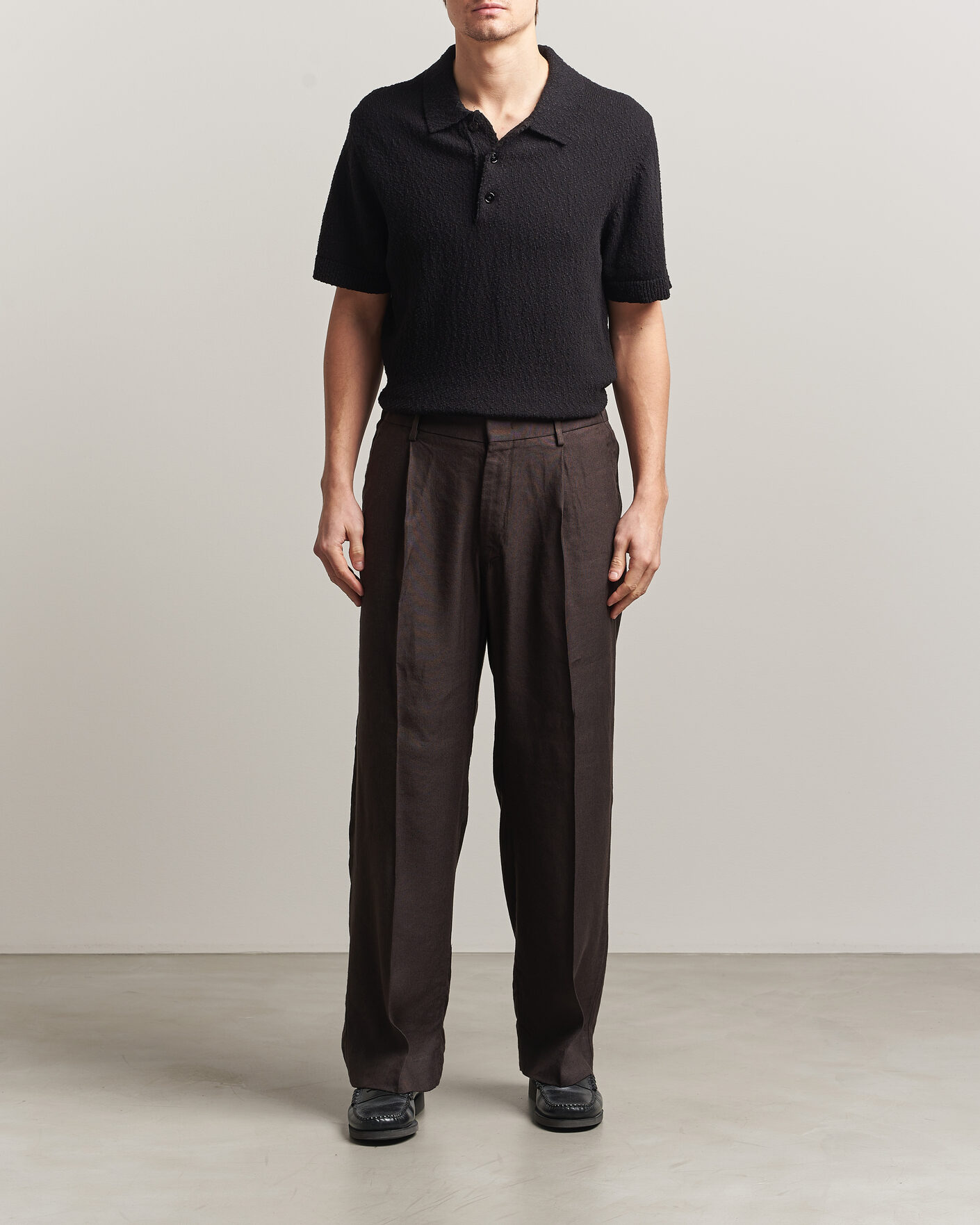Homme | Pantalons | NN07 | Kay Linen/Viscose Drawstring Trousers Deep Truffle