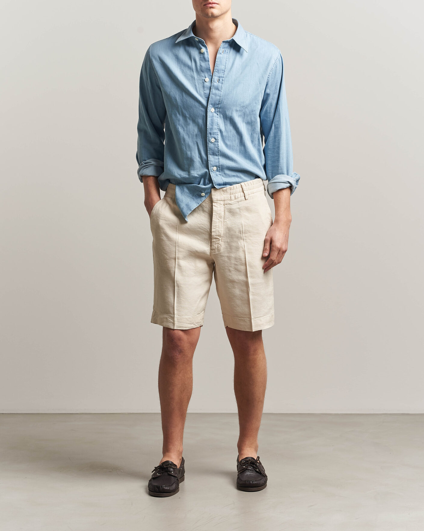Heren | Korte broek | NN07 | Billie Linen/Viscose Drawstring Shorts Ivory