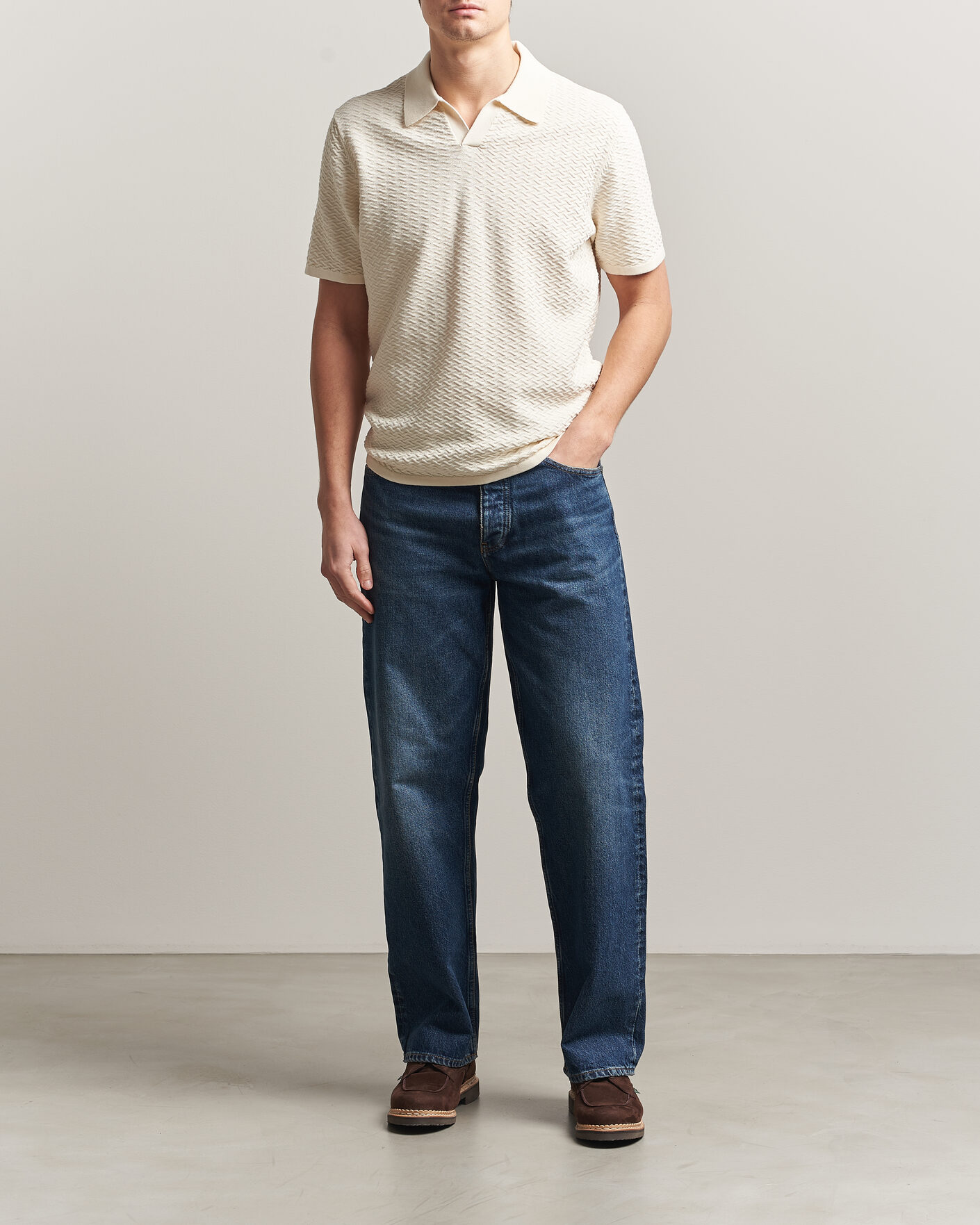 Homme | Polos | NN07 | Paul Structured Knitted Polo Ivory