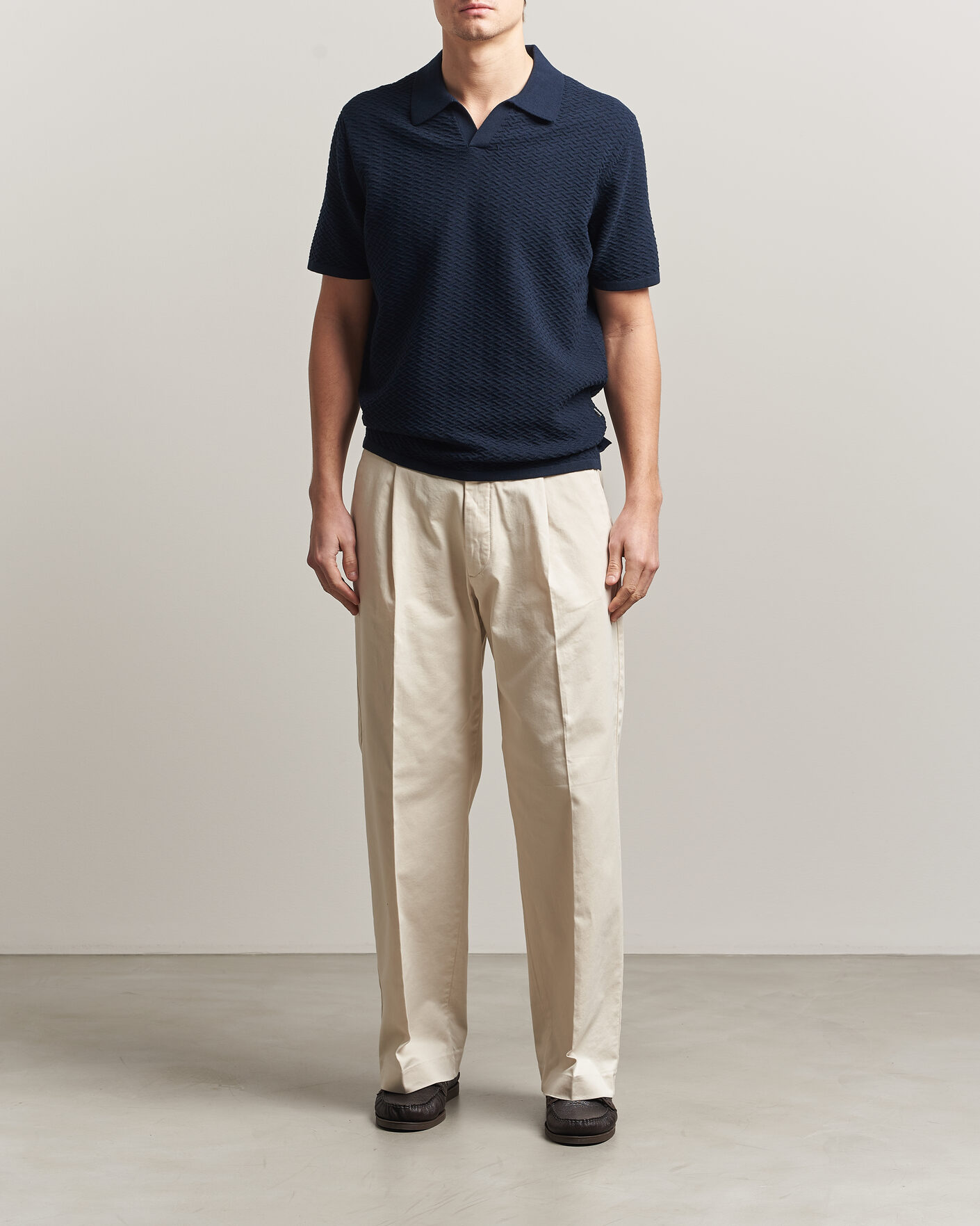 Homme | Polos | NN07 | Paul Structured Knitted Polo Navy Blue