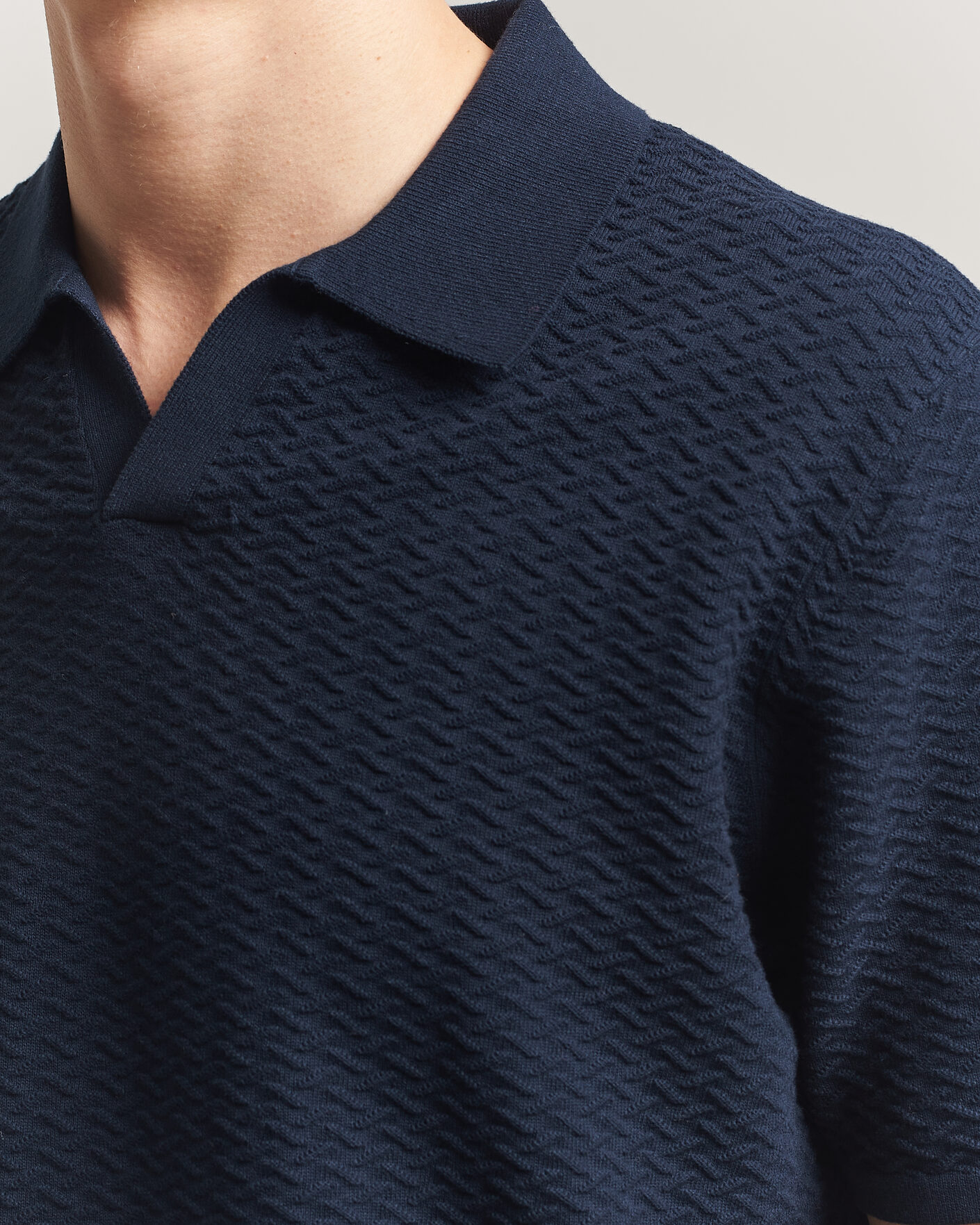 Homme | Polos | NN07 | Paul Structured Knitted Polo Navy Blue