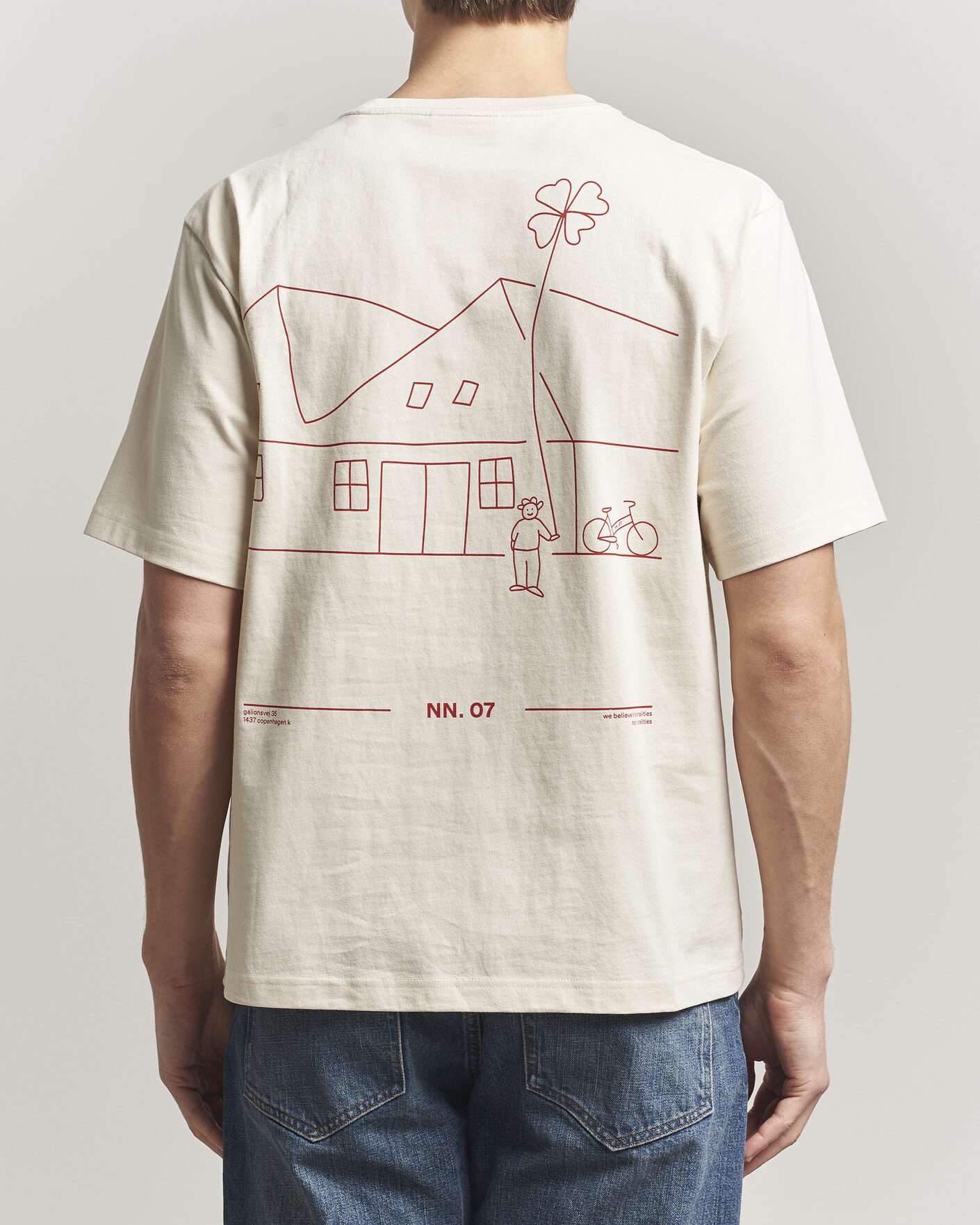 Heren | T-shirts | NN07 | Jett Washed Printed Crew Neck T-Shirt Ivory