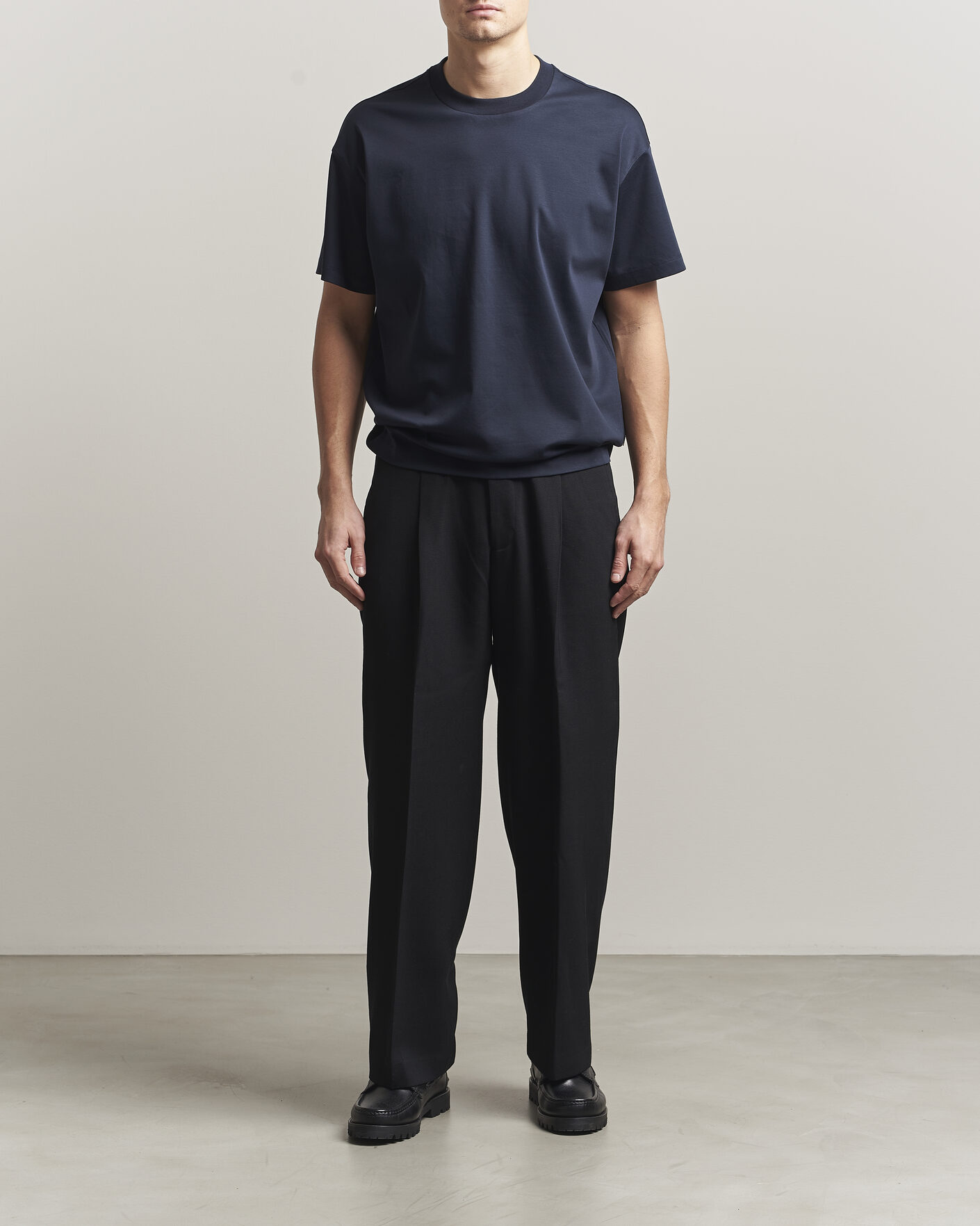 Heren | T-shirts | NN07 | Lionel Mercerized Crew Neck T-Shirt Navy Blue