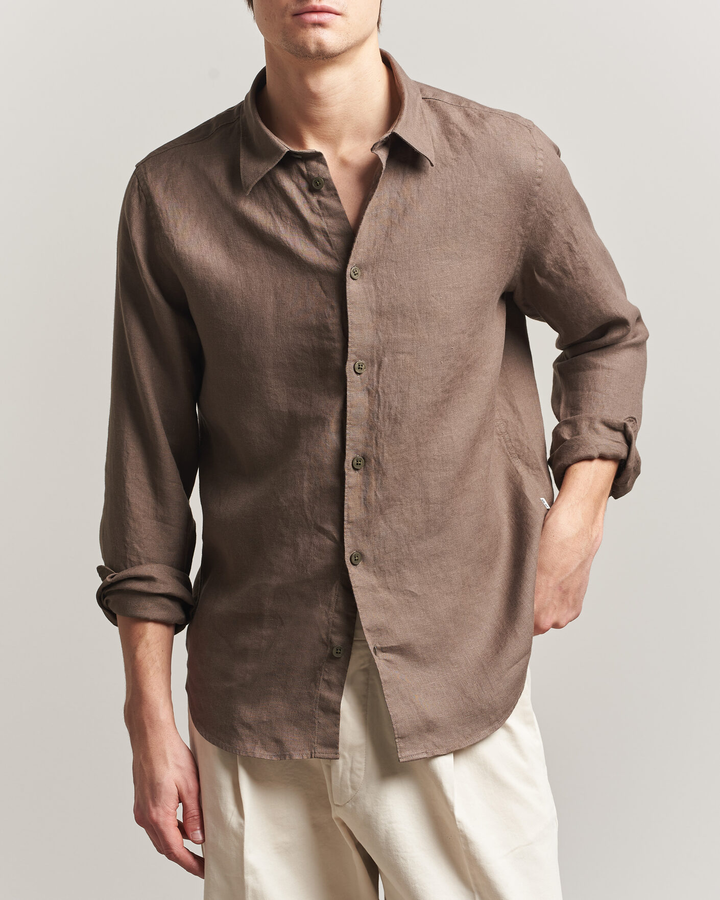 Homme | Chemises | NN07 | Enzo Linen Shirt Mable Husk
