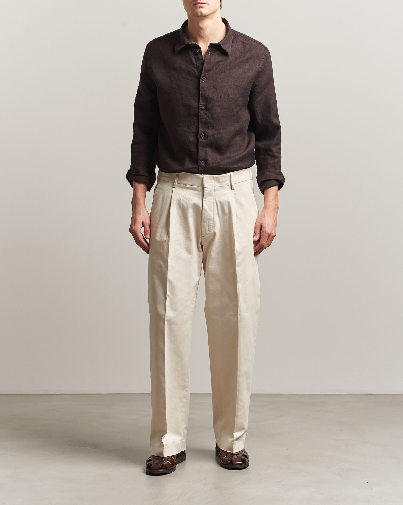 Heren | Overhemden | NN07 | Enzo Linen Shirt Deep Truffle