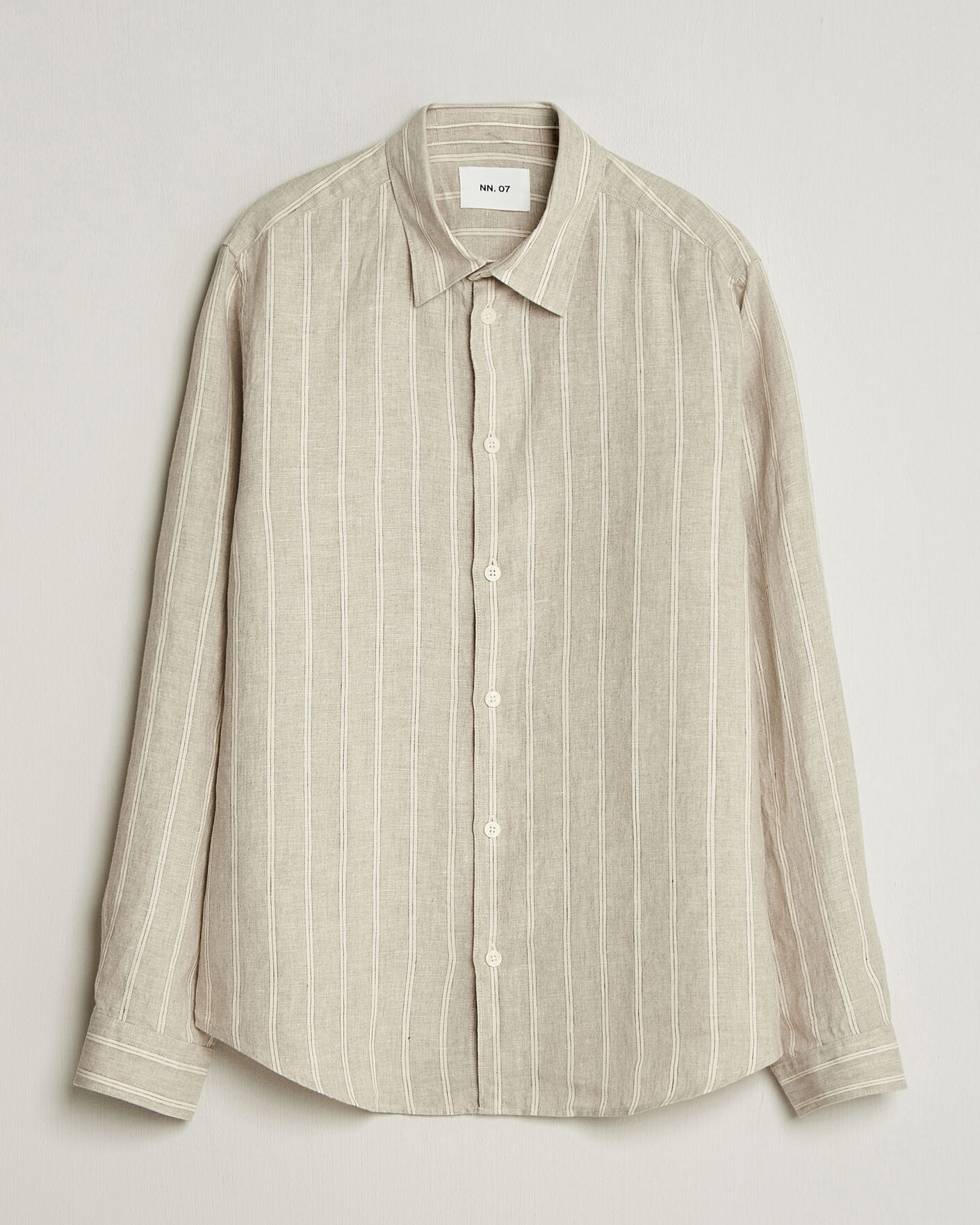 Heren | Overhemden | NN07 | Enzo Linen Shirt Oat Stripe