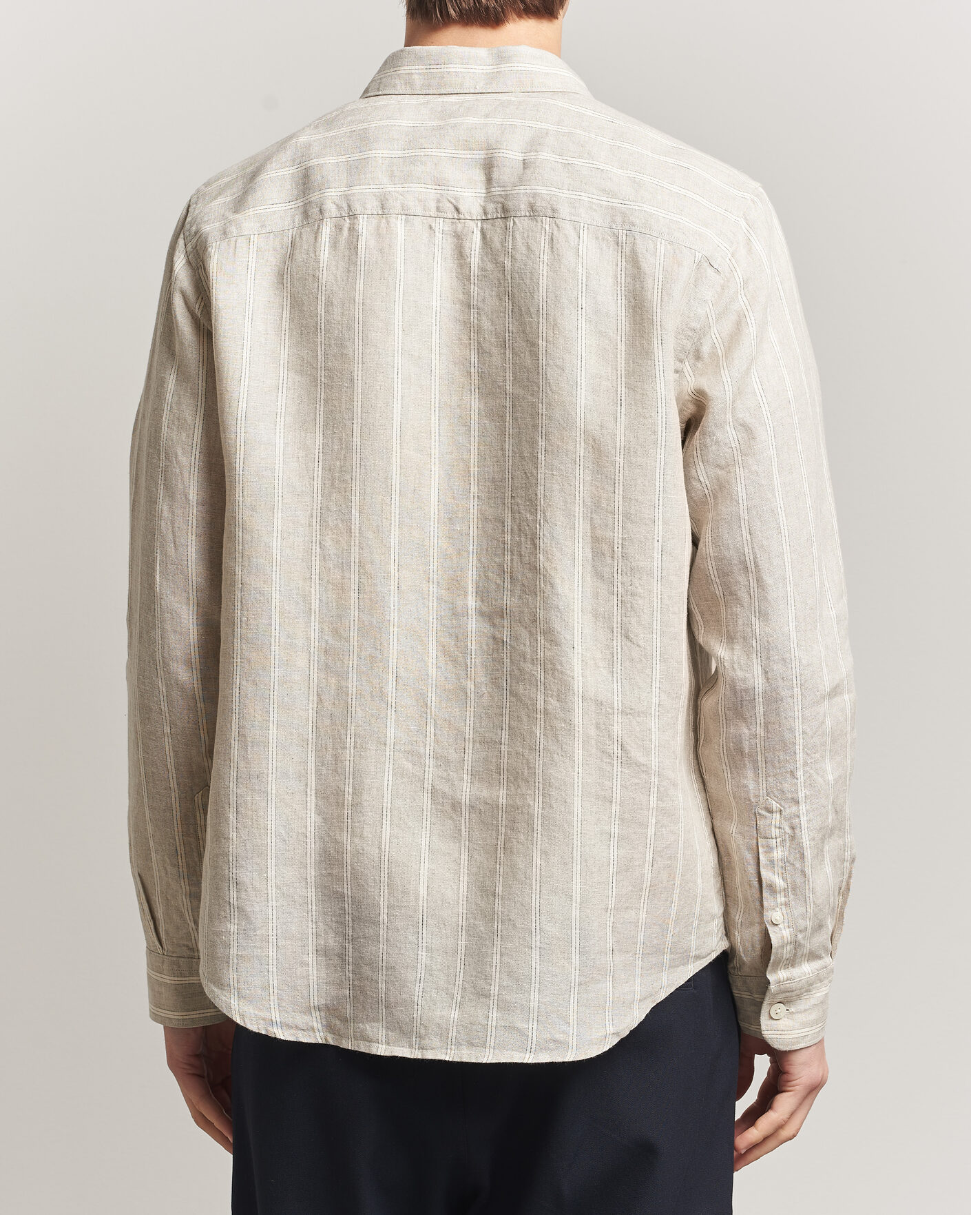 Heren | Overhemden | NN07 | Enzo Linen Shirt Oat Stripe