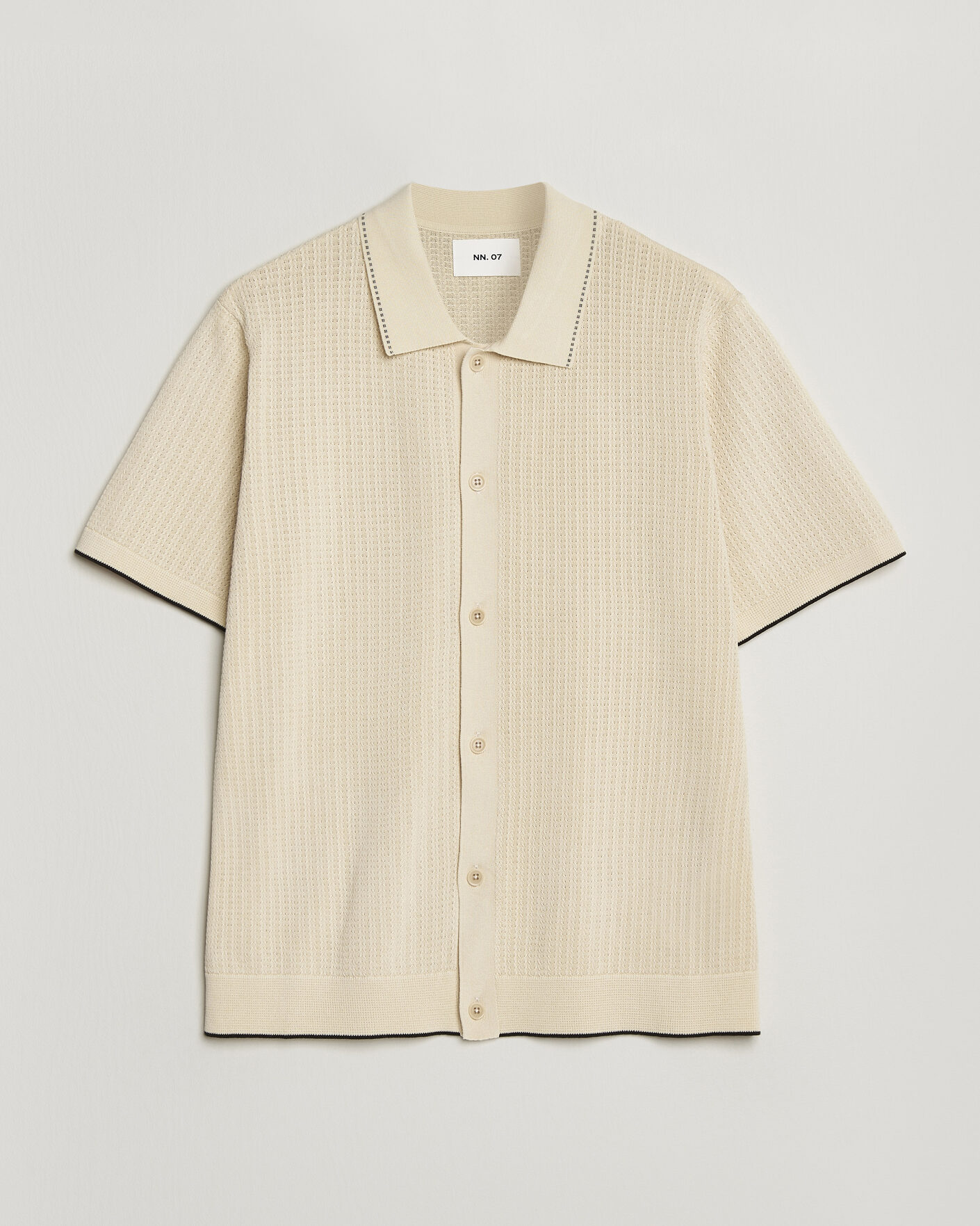 Homme | Chemises | NN07 | Nalo Knitted Short Sleeve Shirt Ivory