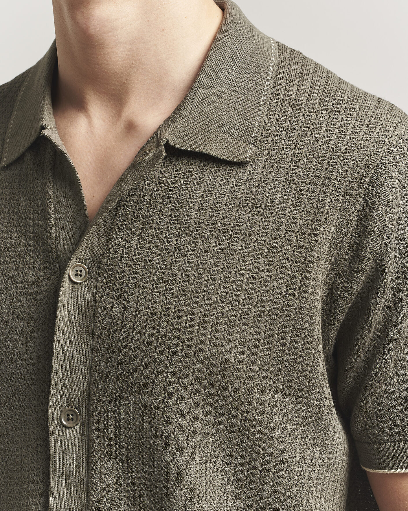 Heren | Overhemden | NN07 | Nalo Knitted Short Sleeve Shirt Capers Green