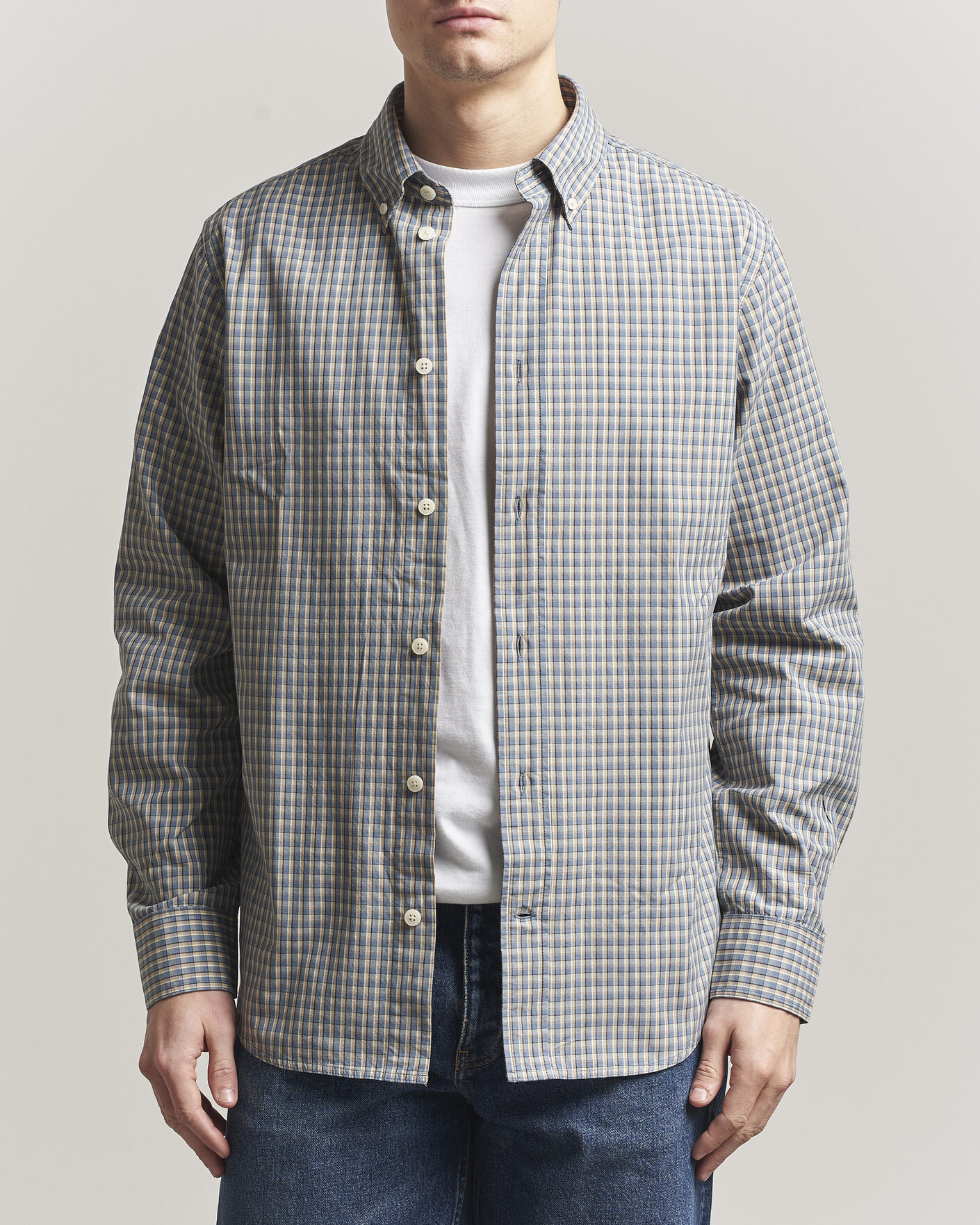 Heren | Overhemden | NN07 | Colby Brushed Cotton Shirt Blue Check