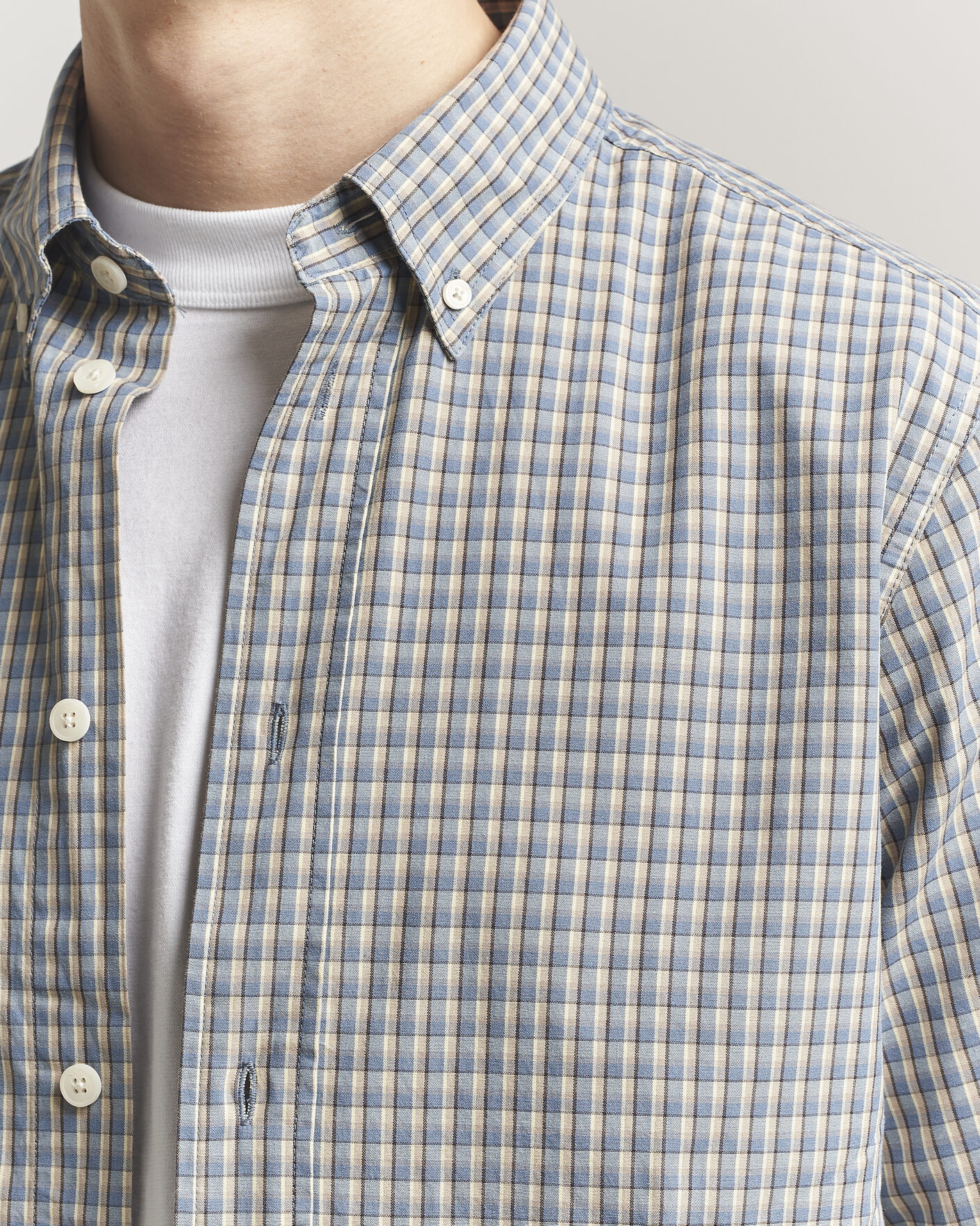 Heren | Overhemden | NN07 | Colby Brushed Cotton Shirt Blue Check