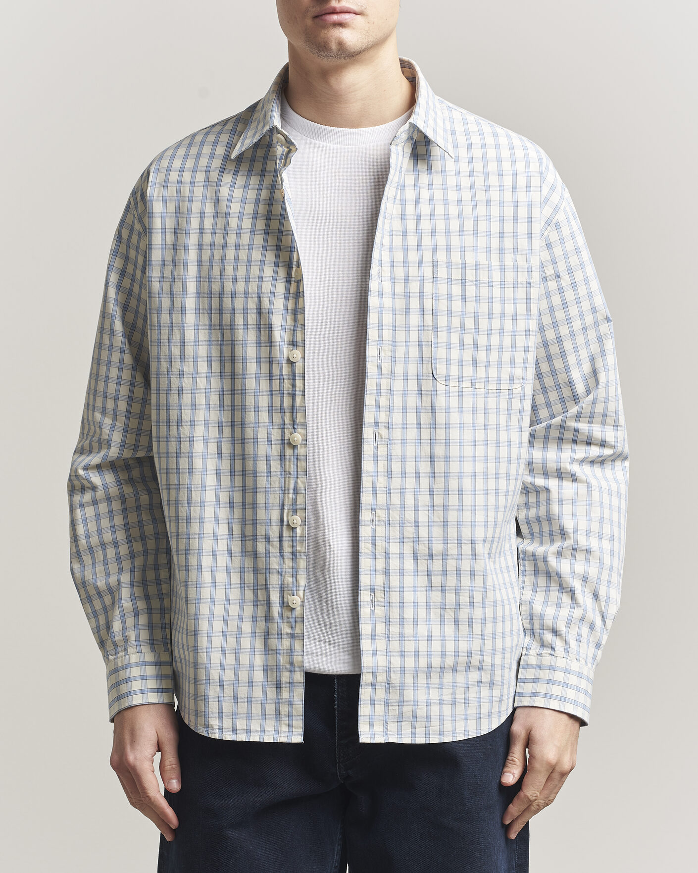 Heren | Overhemden | NN07 | Deon Brushed Cotton Shirt Ecru Check