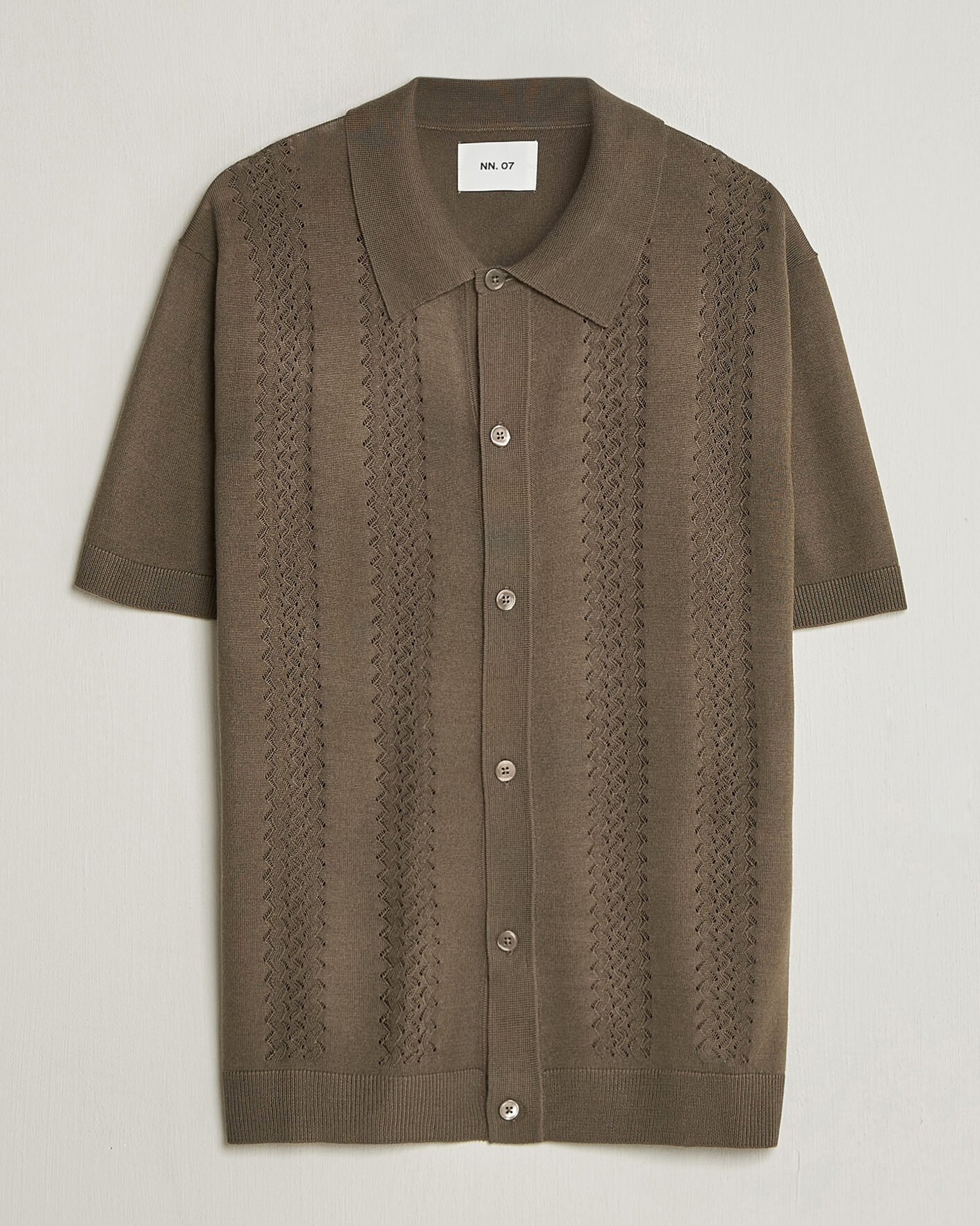 Heren | Overhemden | NN07 | Thor Knitted Short Sleeve Shirt Mable Husk