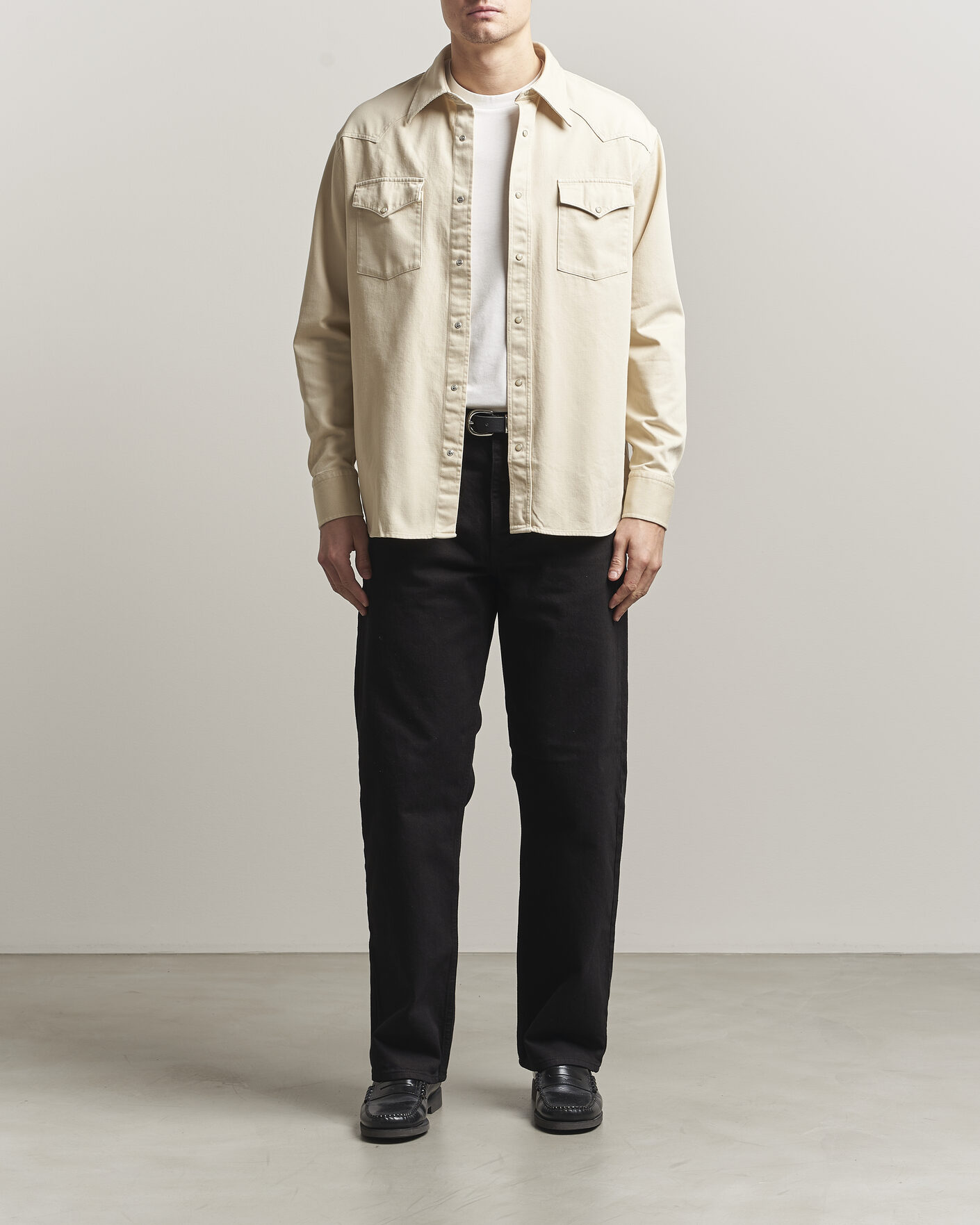 Heren | Overhemden | NN07 | Ricky Western Denim Shirt Ivory
