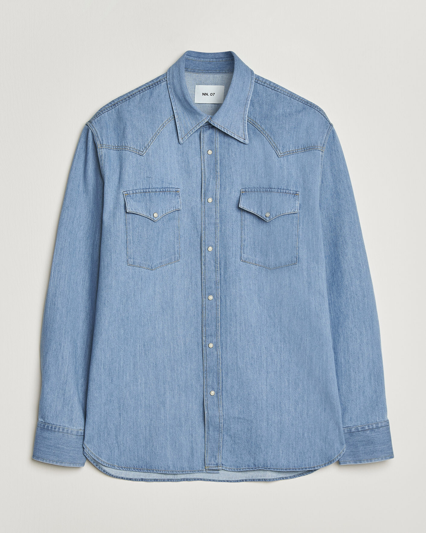 Heren | Overhemden | NN07 | Ricky Western Denim Shirt Light Indigo