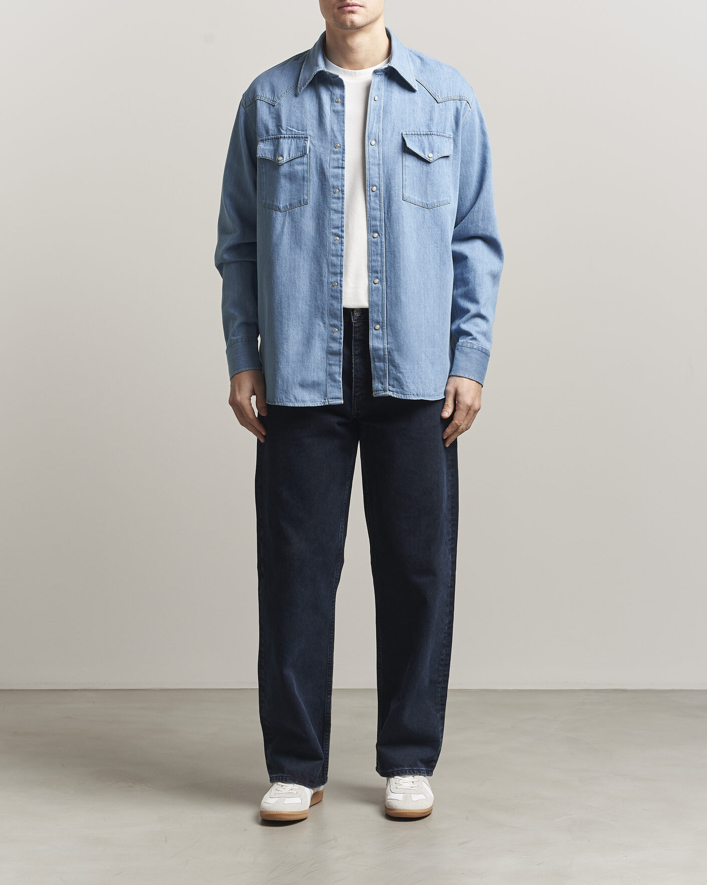 Heren | Overhemden | NN07 | Ricky Western Denim Shirt Light Indigo