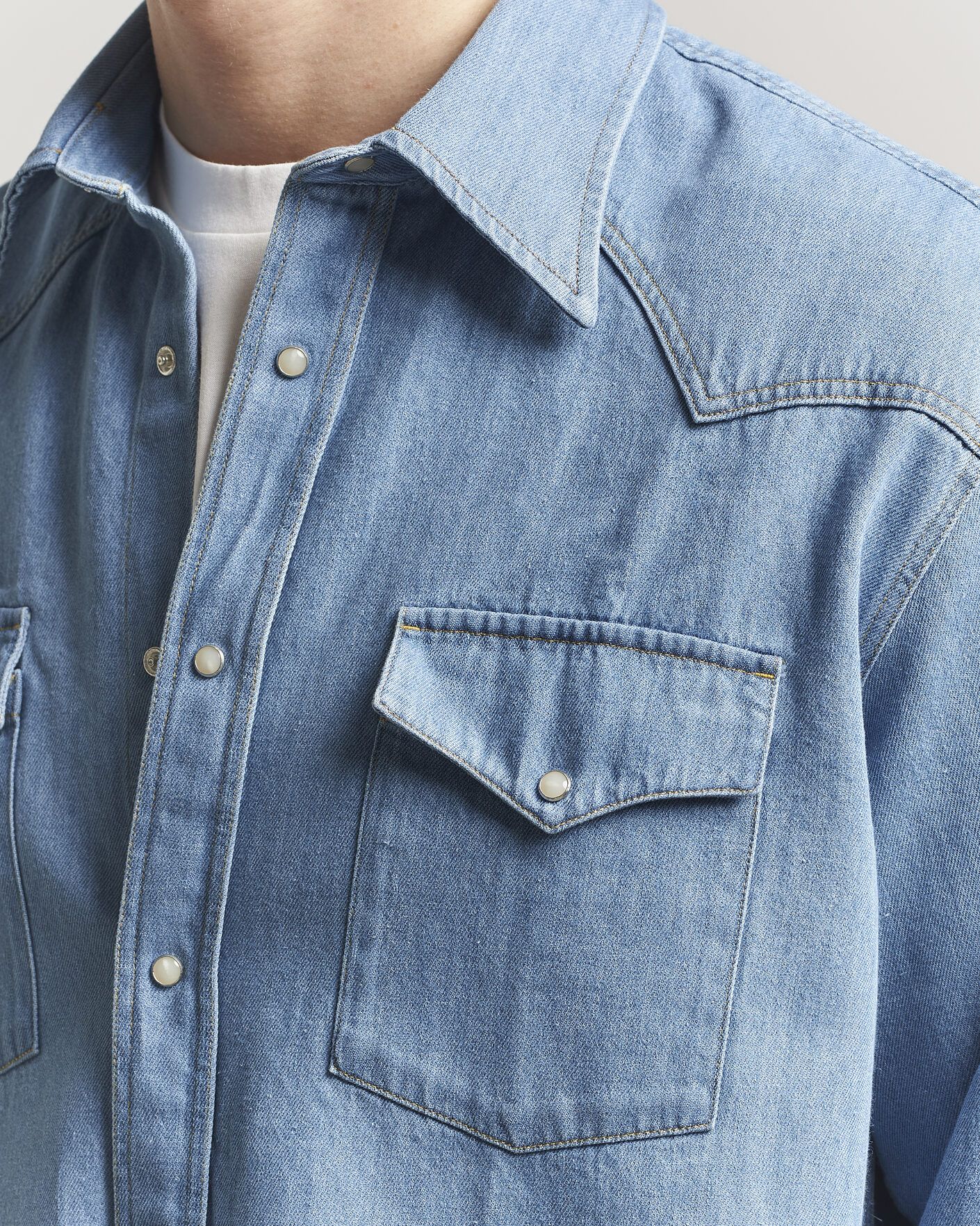 Heren | Overhemden | NN07 | Ricky Western Denim Shirt Light Indigo
