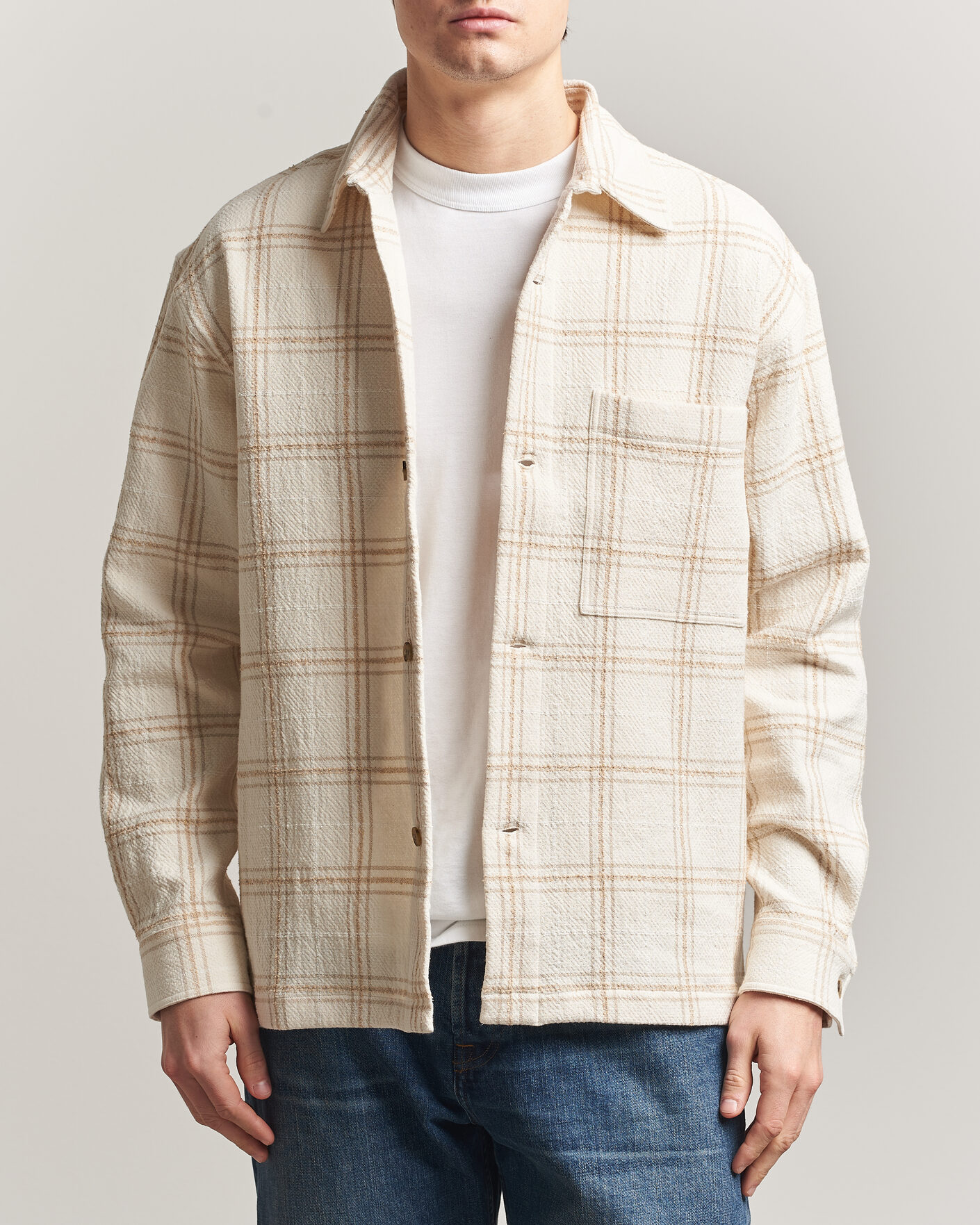 Homme | Chemises | NN07 | Adwin Checked Overshirt Ivory