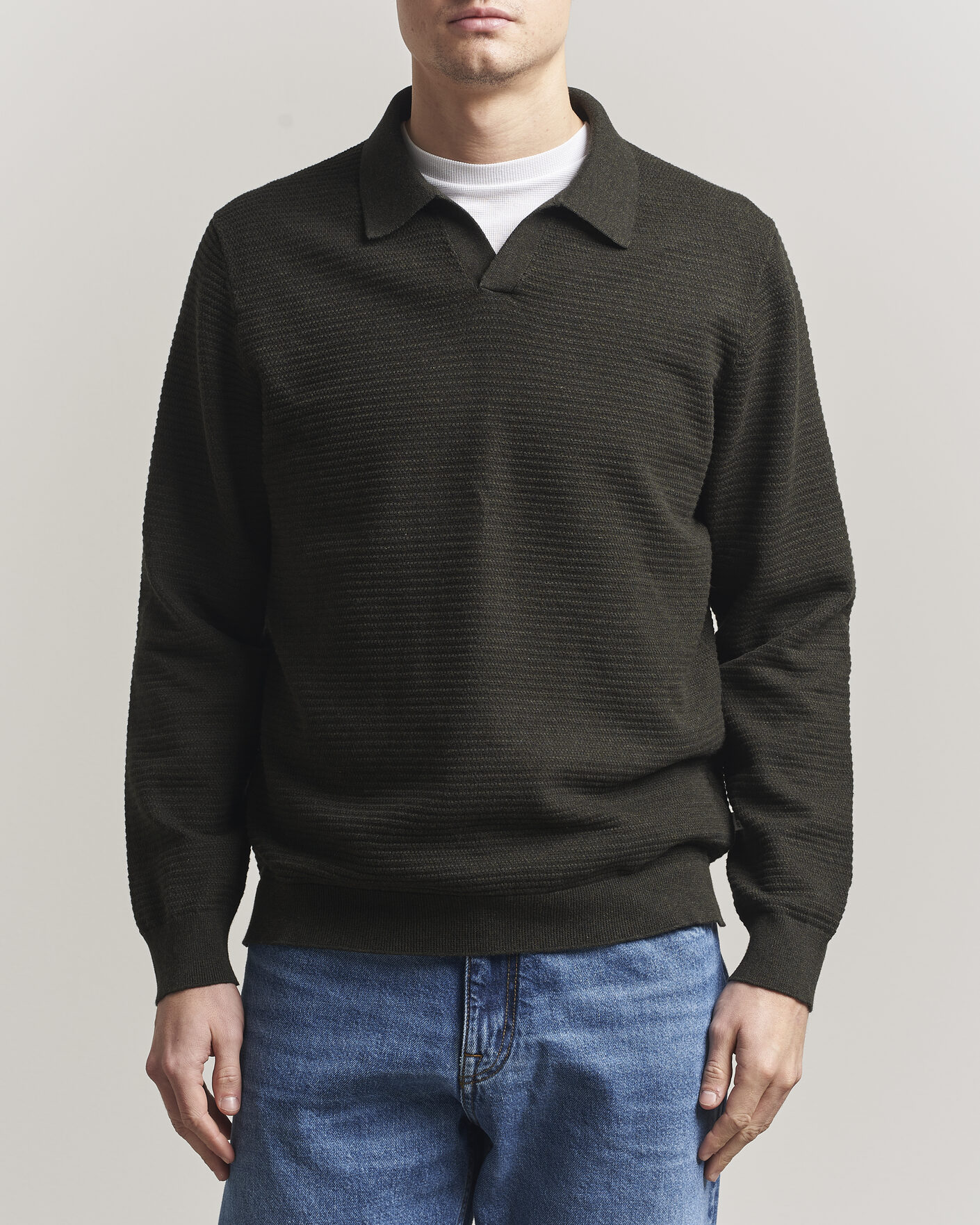 Homme | Pulls Et Tricots | NN07 | Paul Knitted Long Sleeve Polo Dark Army