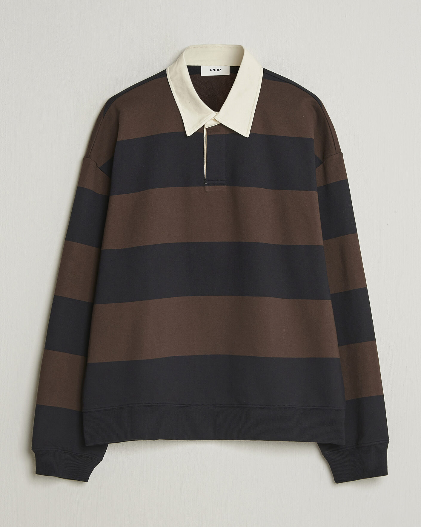 Heren | Truien | NN07 | David Rugby Sweater Brown Stripe