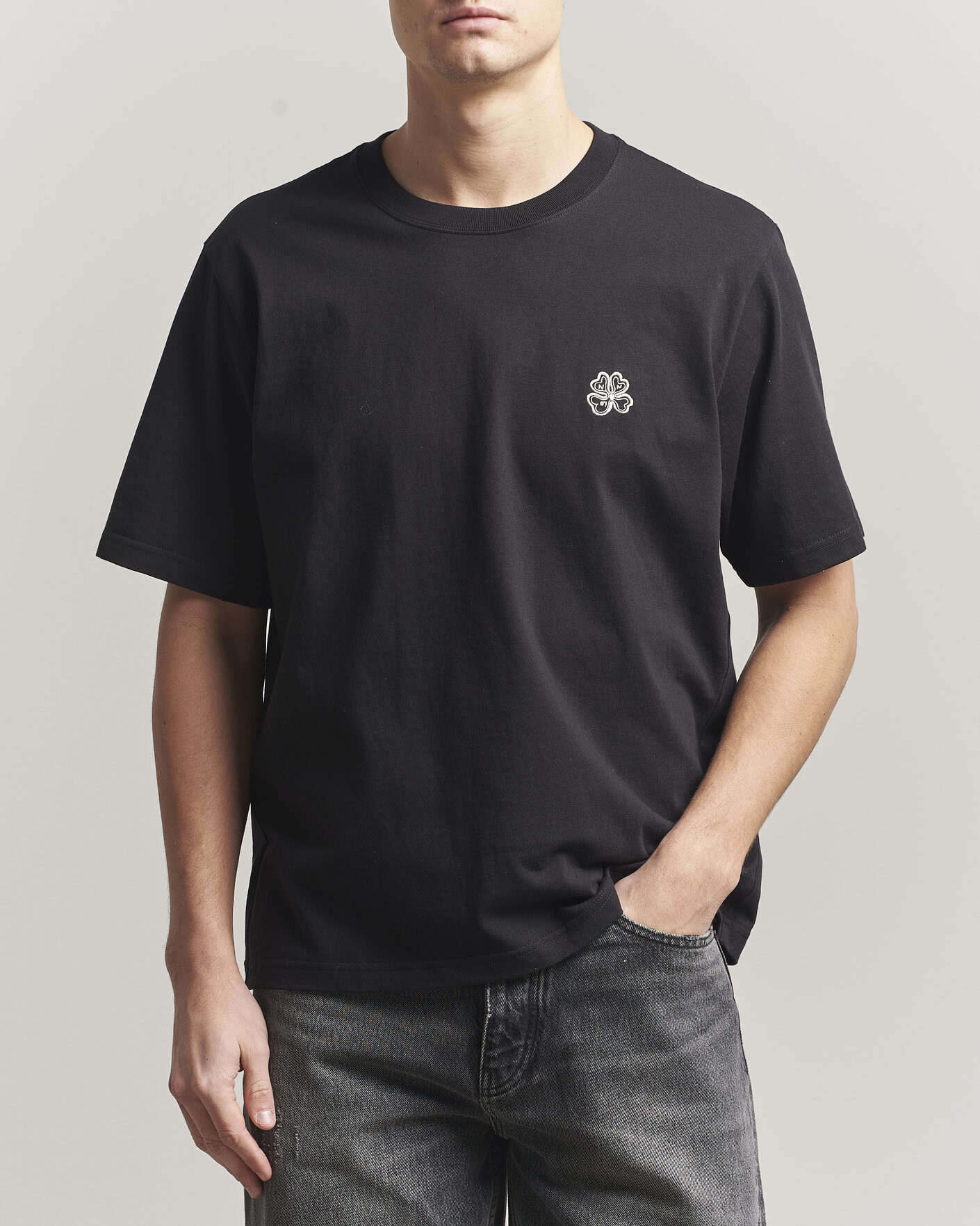 Heren | T-shirts | NN07 | Jett Embroidered Crew Neck T-Shirt Black