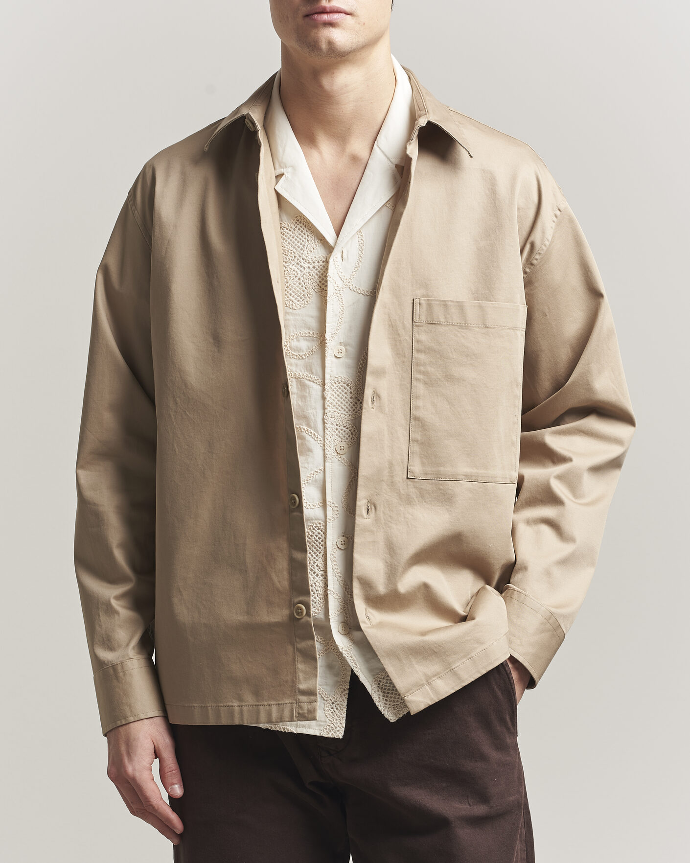 Heren | Overhemden | NN07 | Freddy Cotton Overshirt Desert Khaki