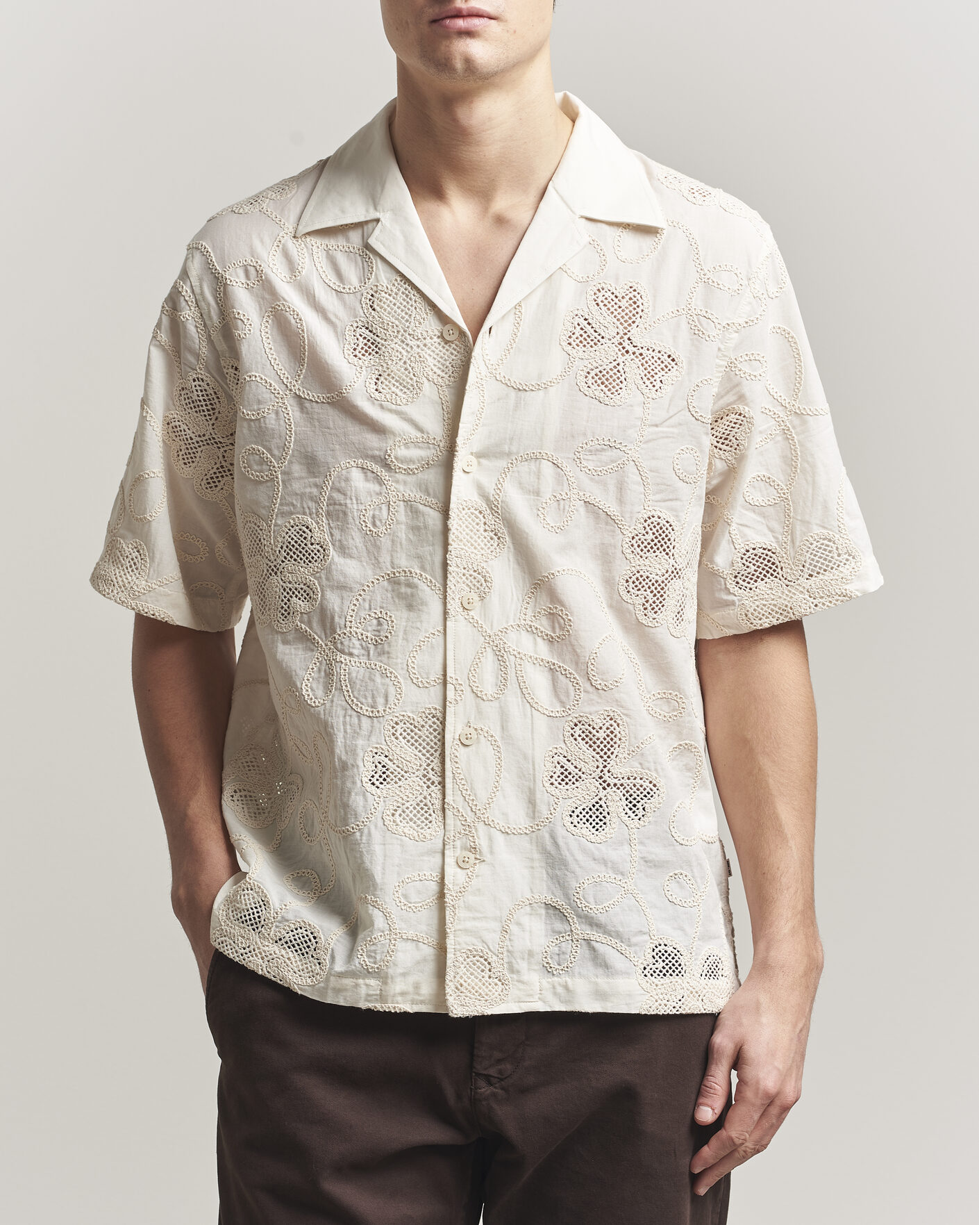 Heren | Overhemden | NN07 | Ben Flower Shirt Ivory