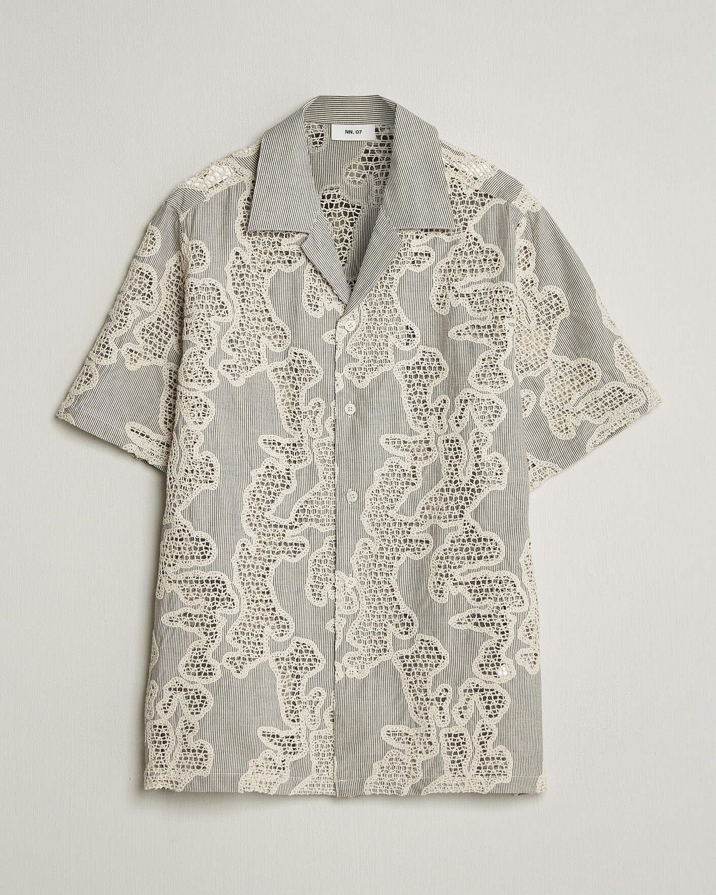 Homme | Chemises | NN07 | Julio Flower Short Sleeve Shirt Deep Truffle