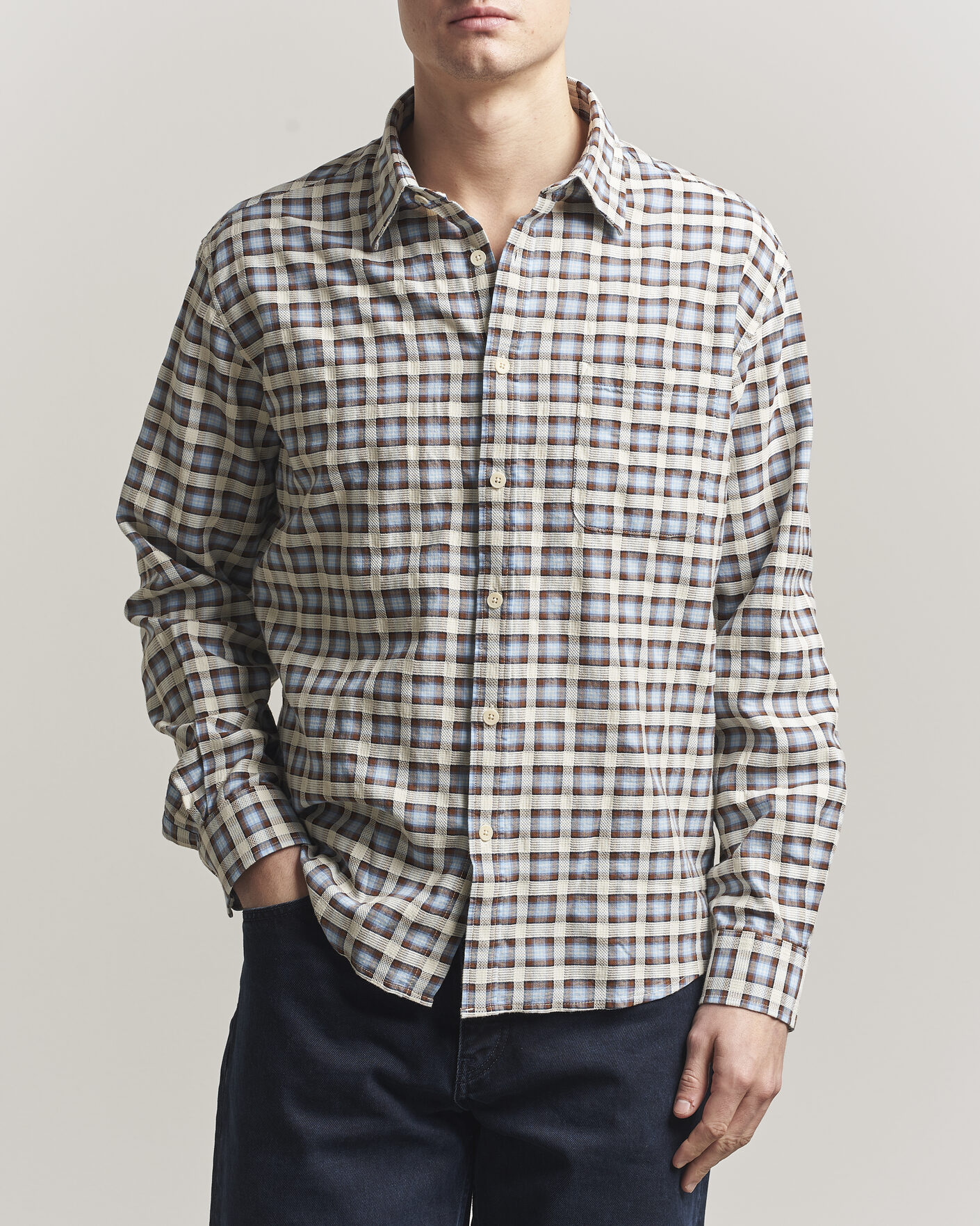Heren | Overhemden | NN07 | Deon Checked Shirt Blue