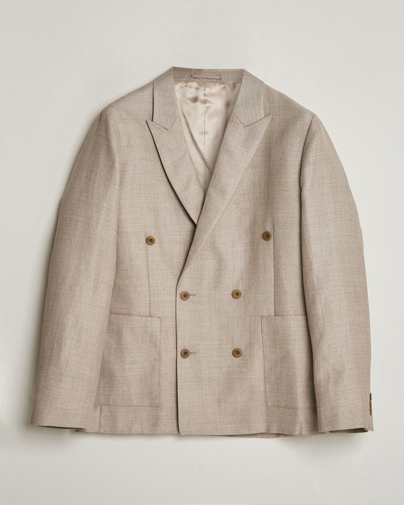 Heren | Blazers | NN07 | Jordin Linen/Wool Double Breasted Blazer Khaki Melange