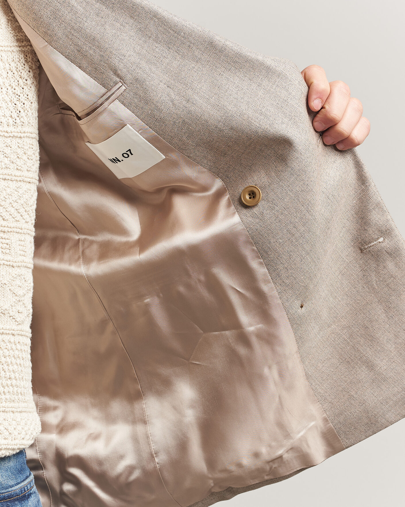 Heren | Blazers | NN07 | Jordin Linen/Wool Double Breasted Blazer Khaki Melange