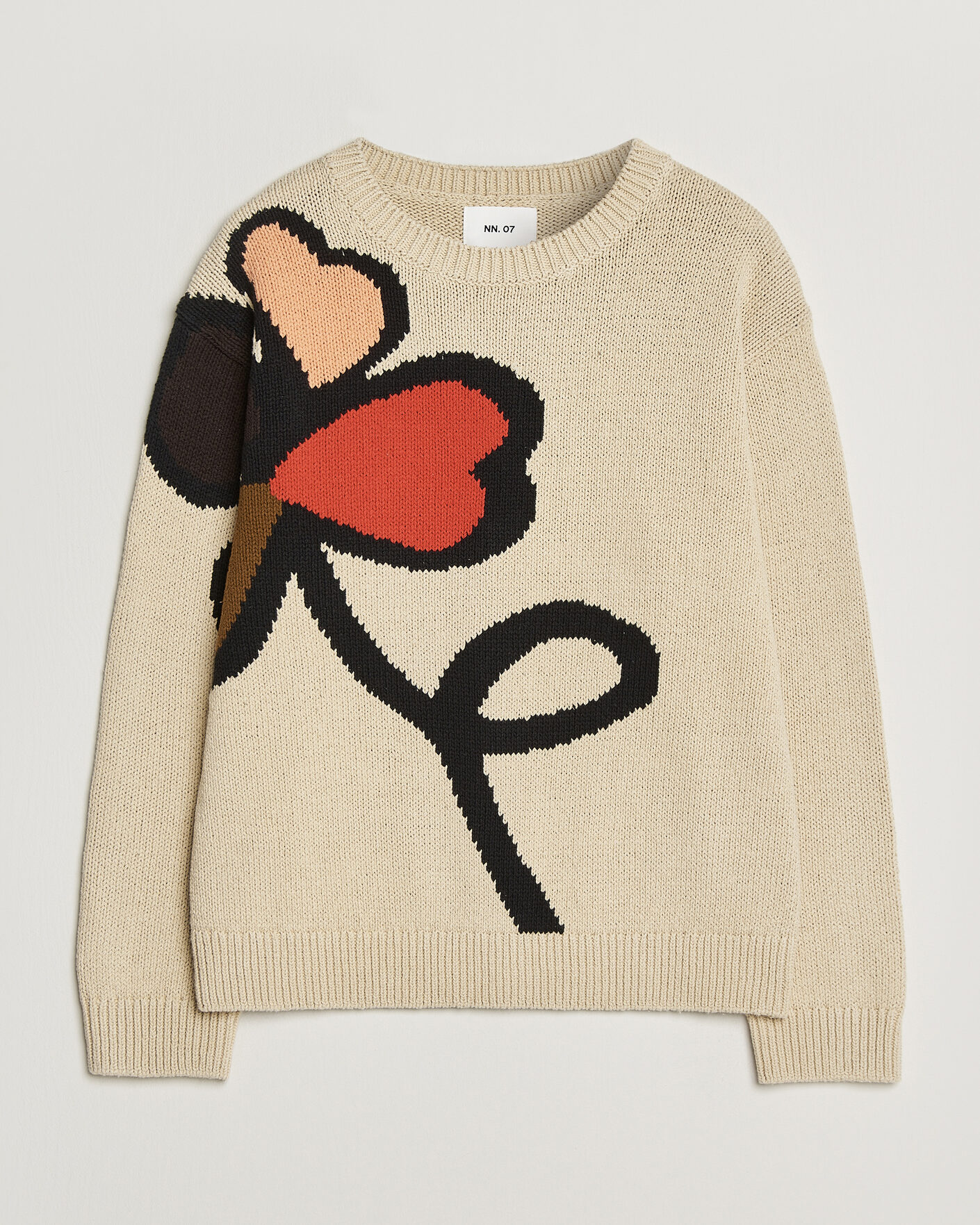 Heren | Truien | NN07 | Todd Printed Flower Sweater Ecru Multi