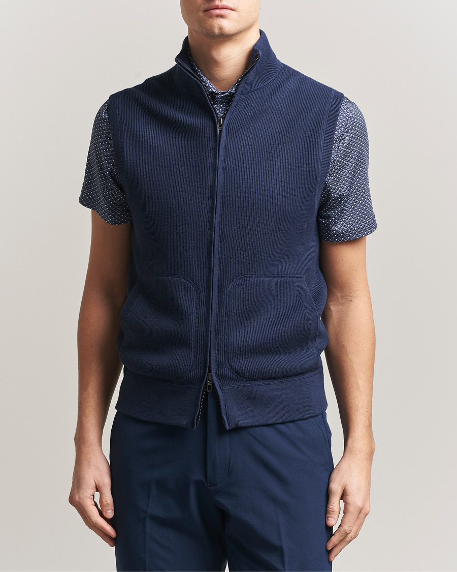 Homme | Pulls Et Tricots | RLX Ralph Lauren | Cotton Coolmax Mockneck Vest Refined Navy