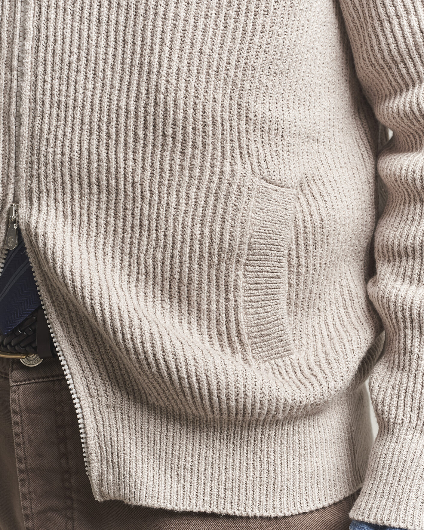 Heren | Truien | Brunello Cucinelli | Heavy Cotton Rib Zip Cardigan Beige