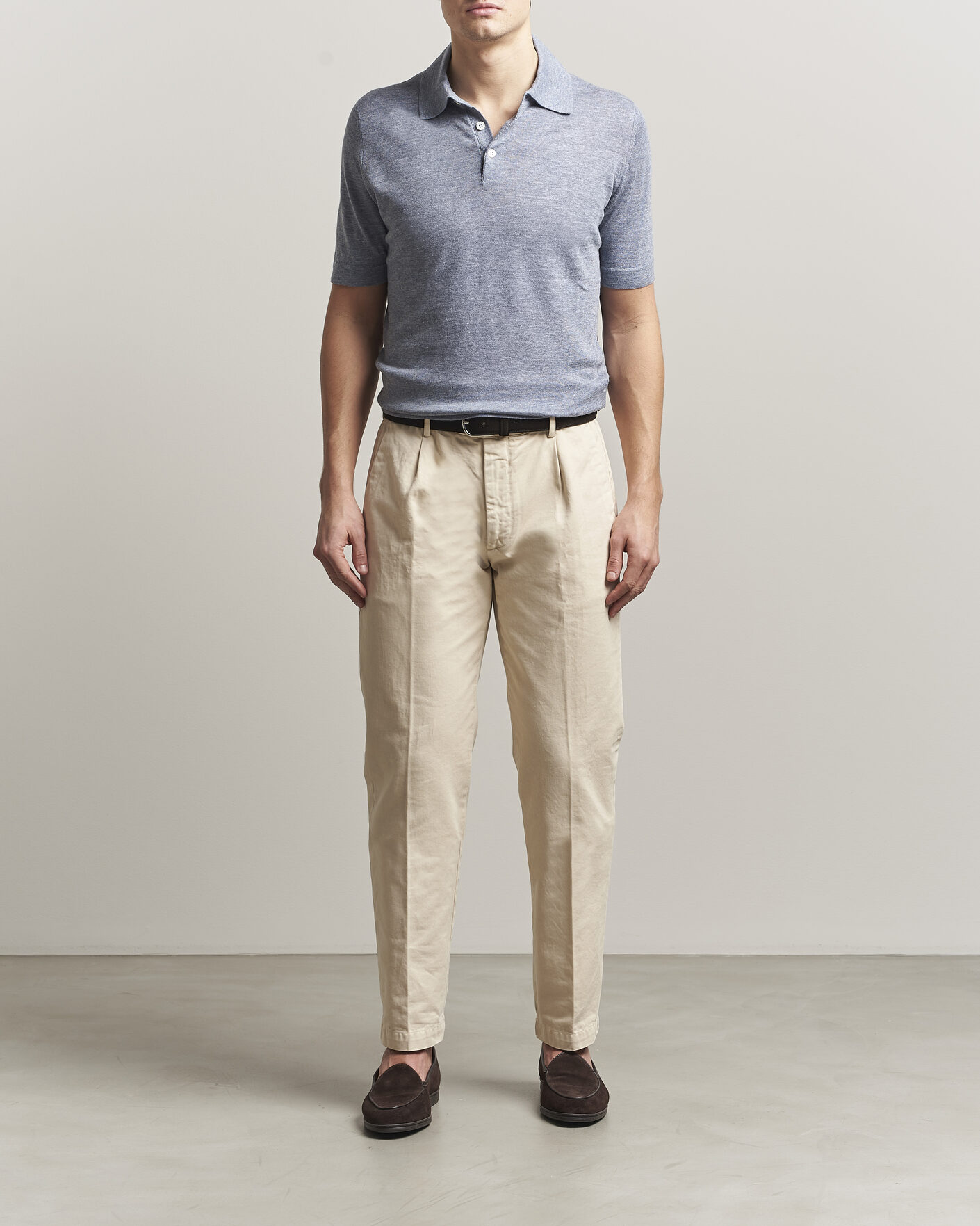 Heren | Polo's | Brunello Cucinelli | Linen Knitted Polo Light Blue